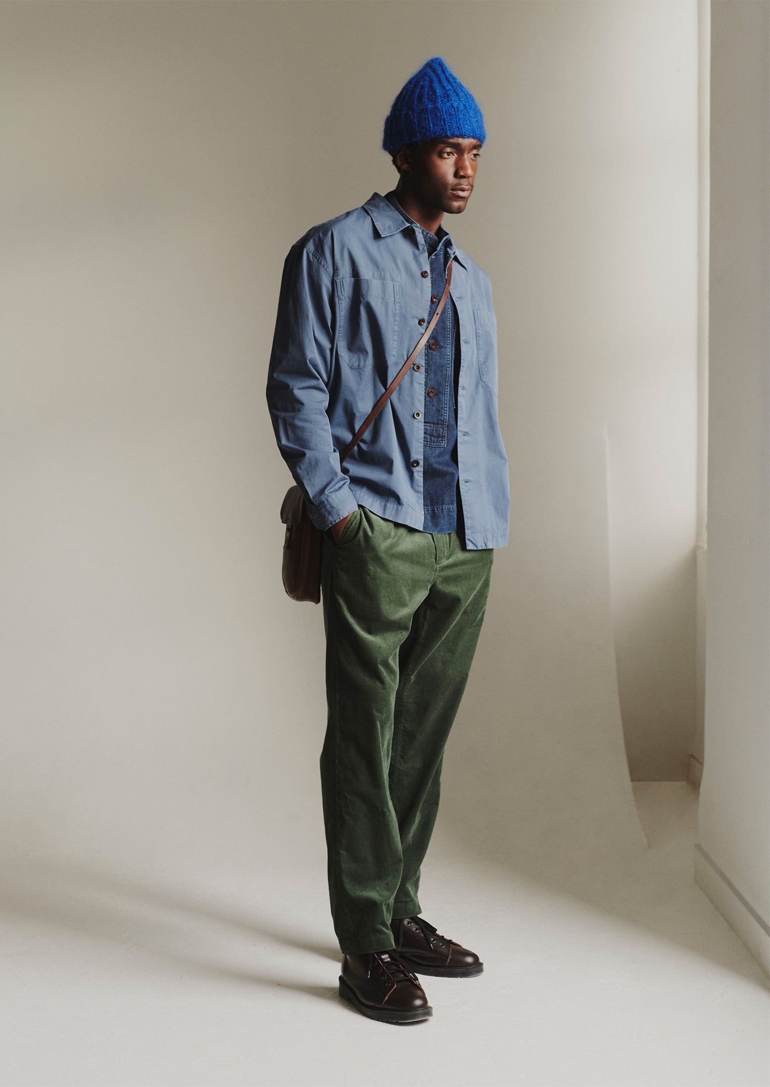 Garment Dyed Cotton Twill Shirt | Slate Blue 3 Garment Dyed Cotton Twill Shirt | Slate Blue