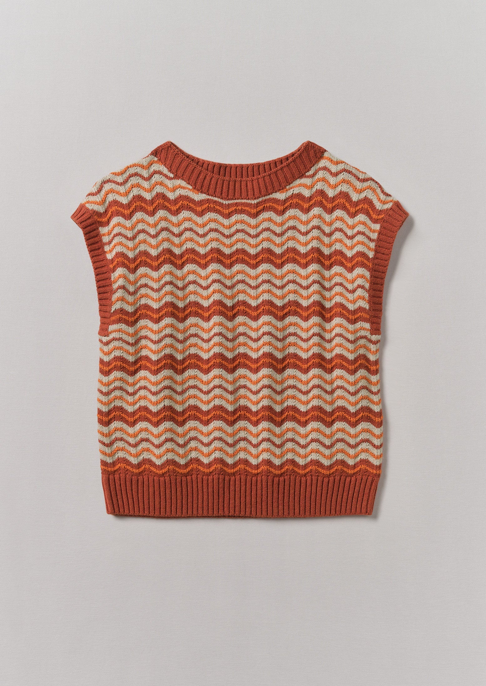Wave Stripe Knitted Top | Brown Ochre