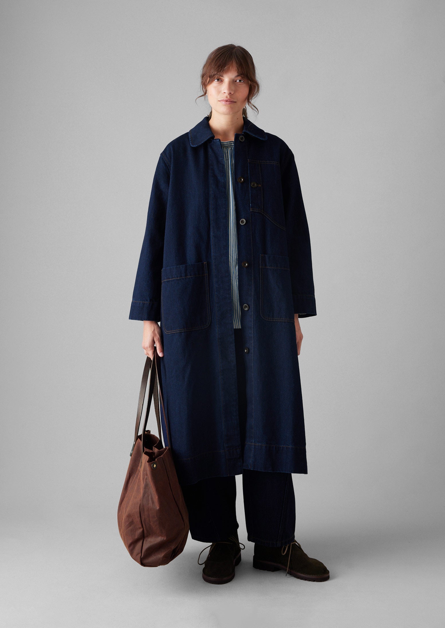 Patch Pocket Japanese Denim Coat | Indigo 6 Patch Pocket Japanese Denim Coat | Indigo