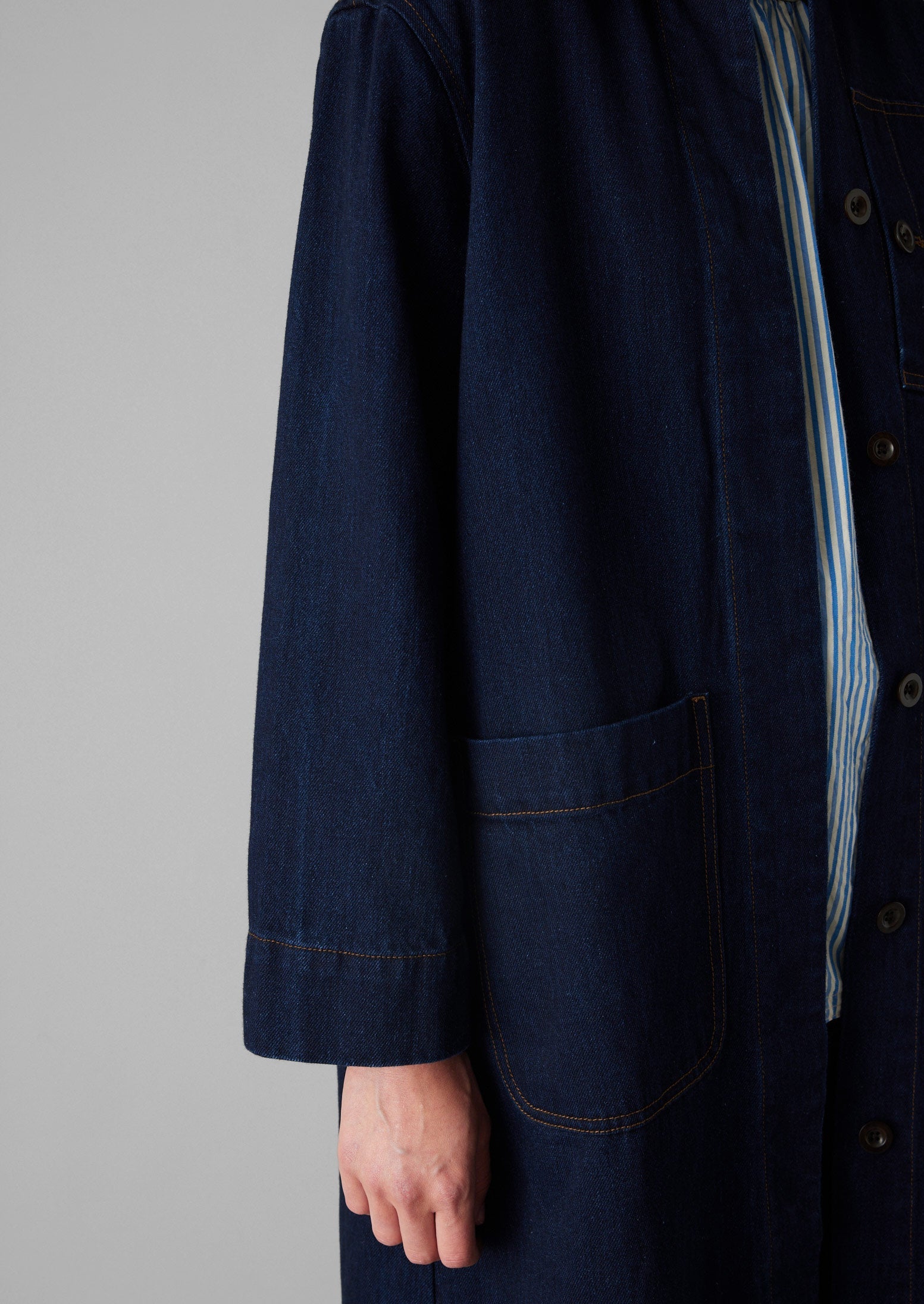Patch Pocket Japanese Denim Coat | Indigo 7 Patch Pocket Japanese Denim Coat | Indigo