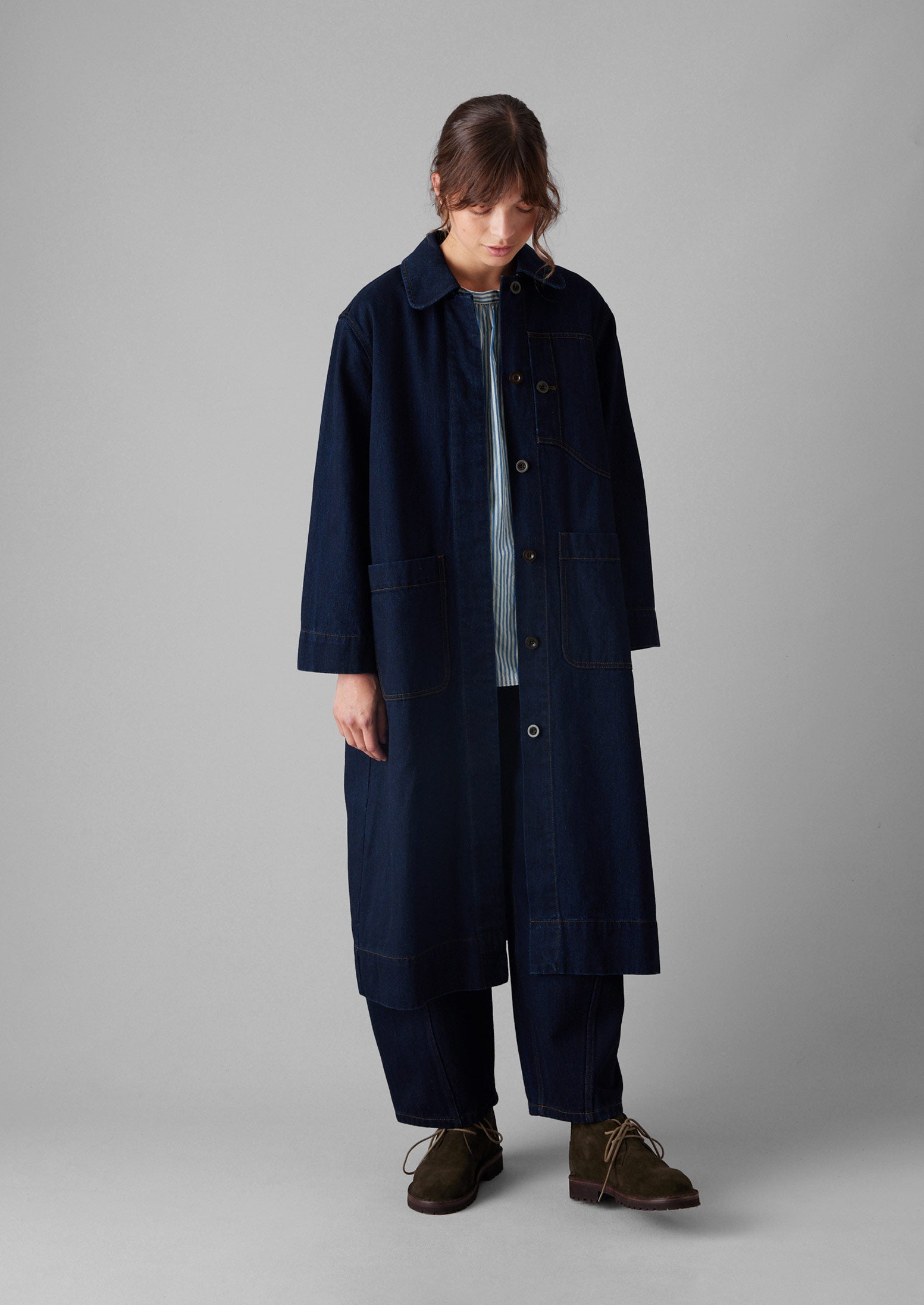 Patch Pocket Japanese Denim Coat | Indigo 8 Patch Pocket Japanese Denim Coat | Indigo