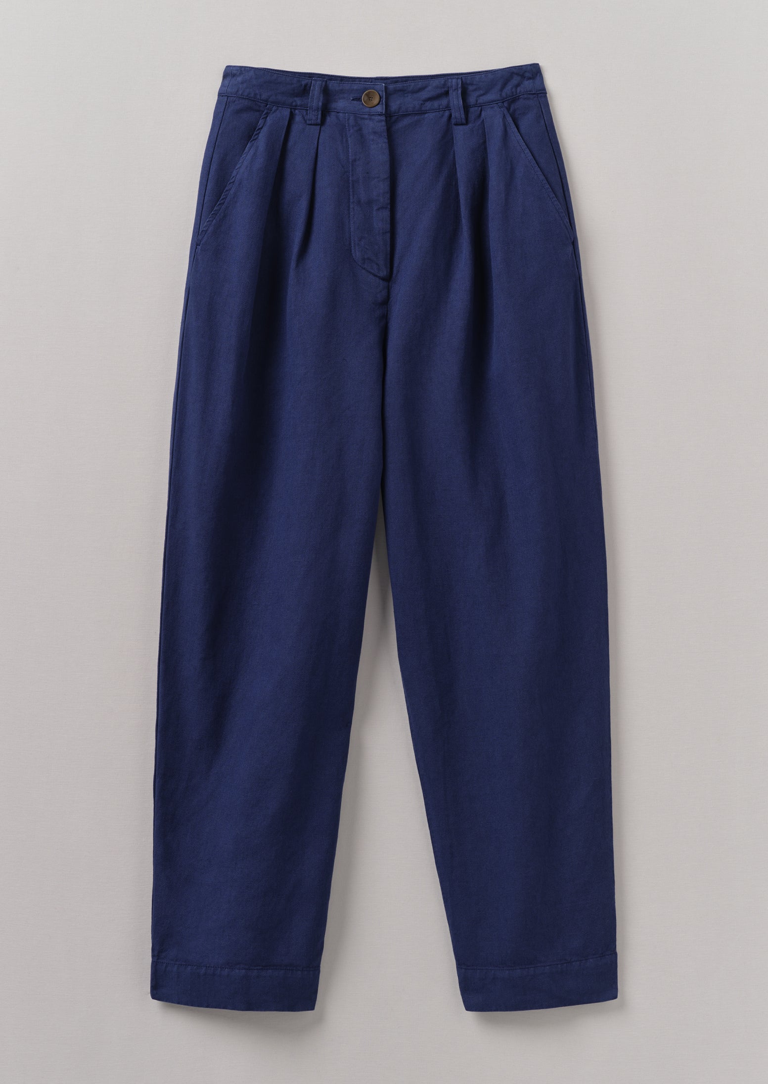 Cotton Linen Herringbone Trousers | Maize Blue