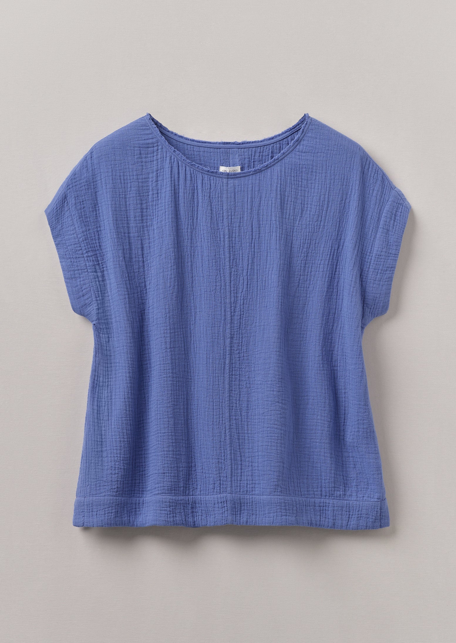 Crinkle Cotton Gauze Top | Cornflower