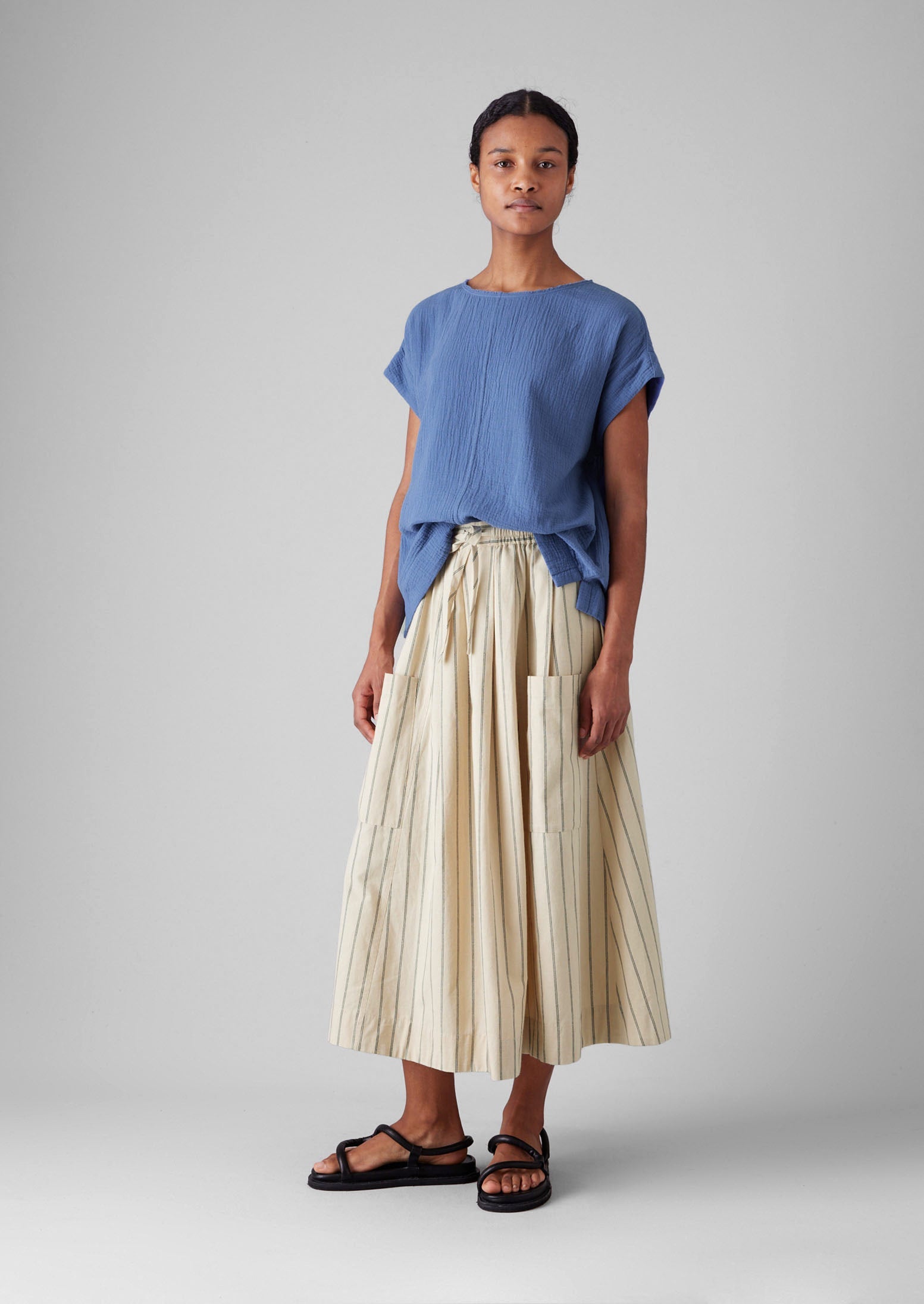 Crinkle Cotton Gauze Top | Cornflower 4 Crinkle Cotton Gauze Top | Cornflower