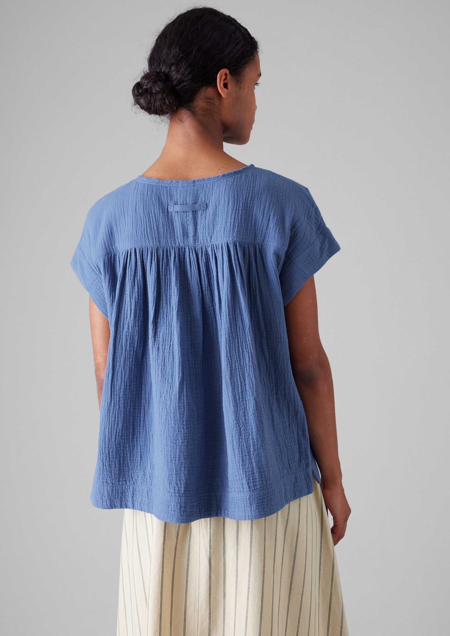 Crinkle Cotton Gauze Top | Cornflower 5 Crinkle Cotton Gauze Top | Cornflower