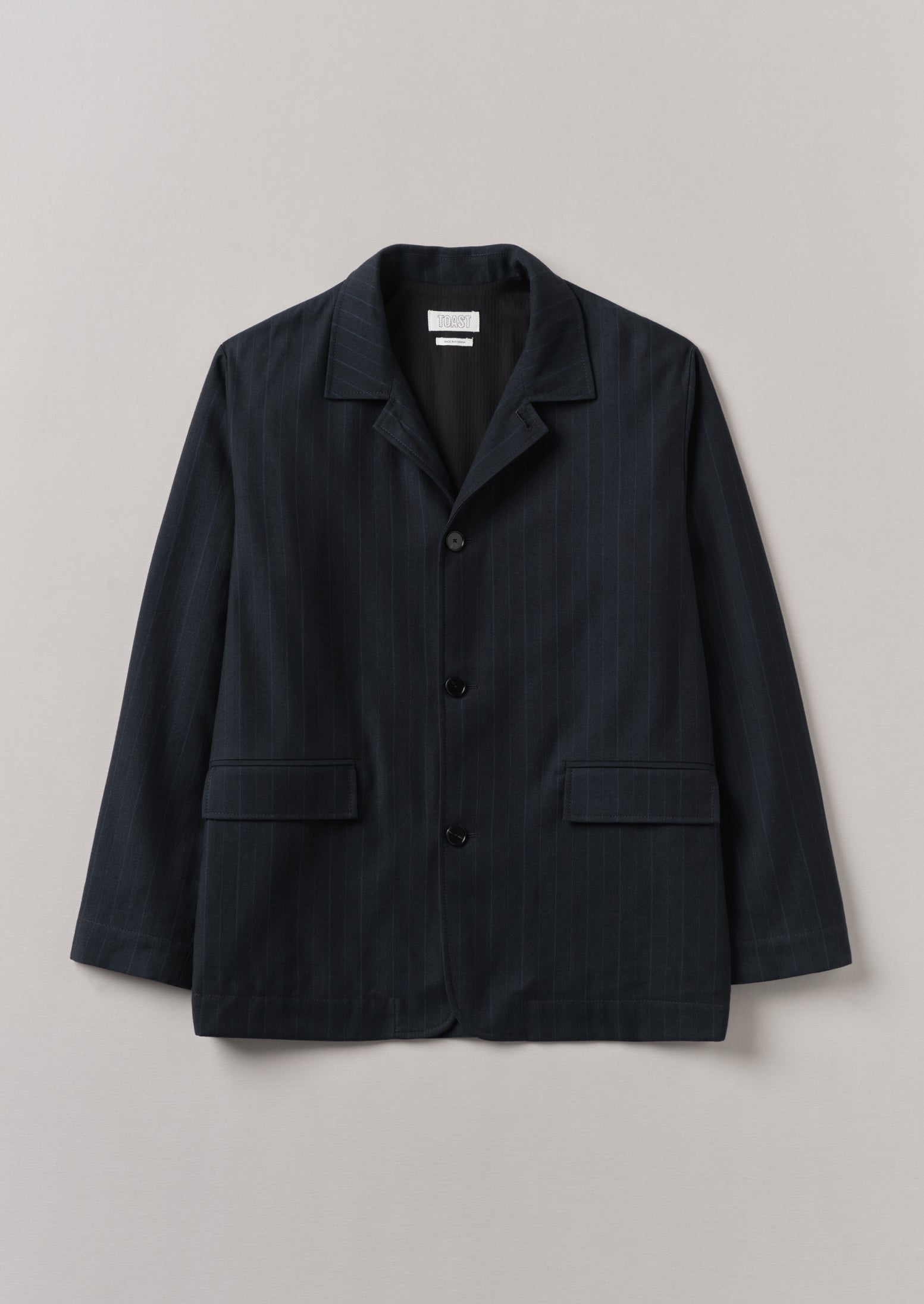 Stripe Wool Cotton Jacket | Dark Indigo