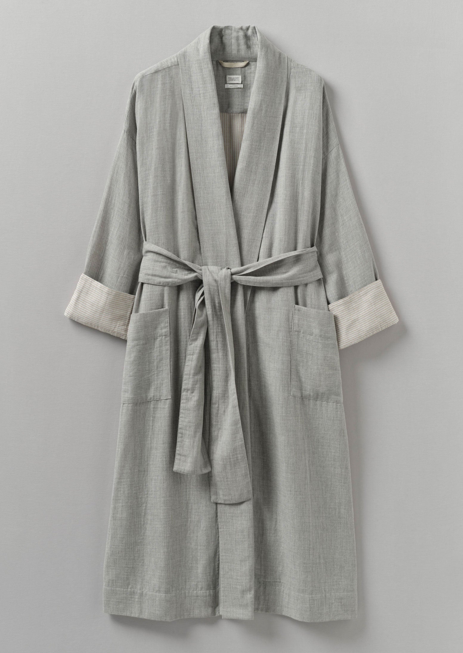 Soft Double Faced Cotton Gown | Grey Melange/Soft Clay