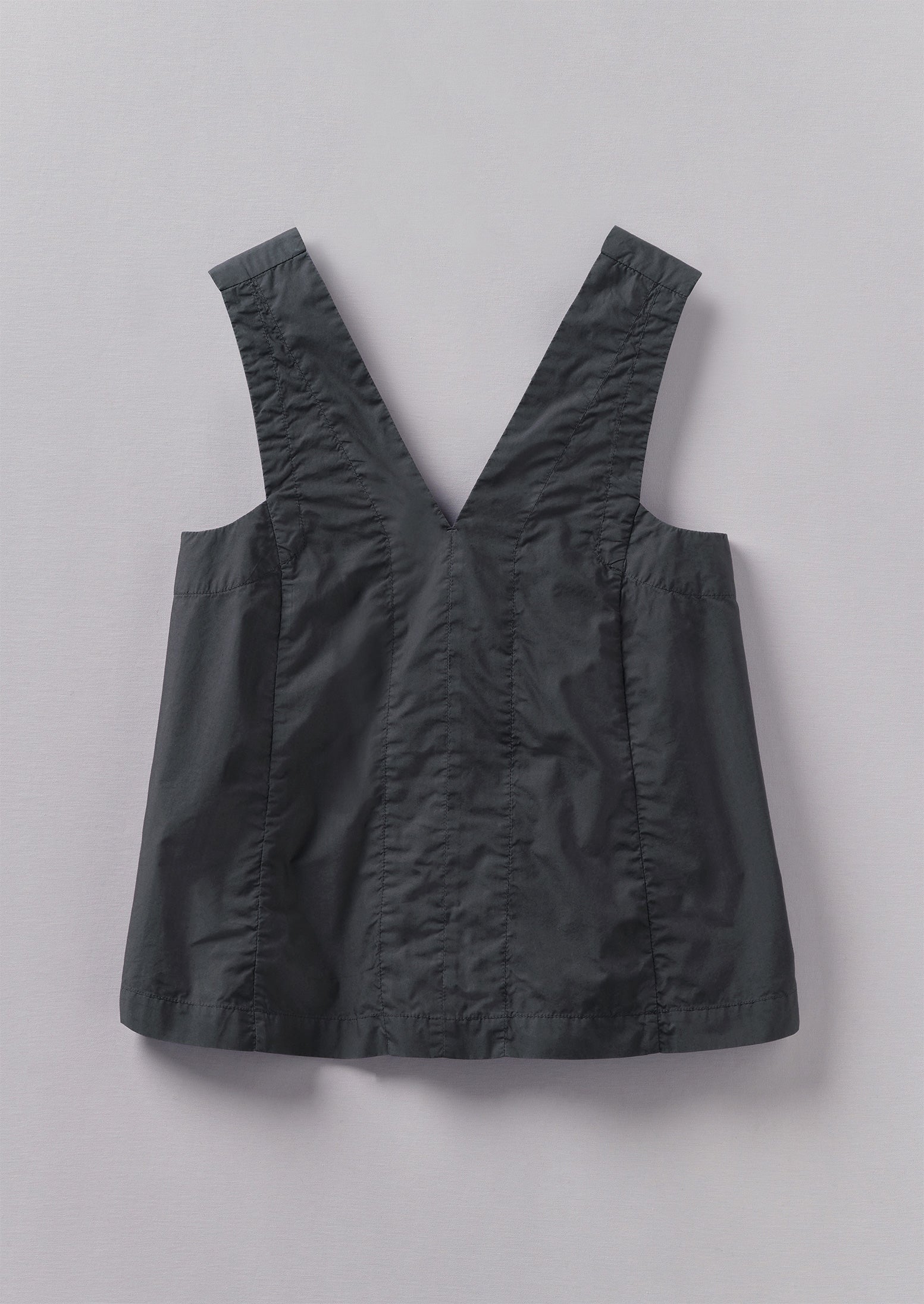 V-Neck Cotton Poplin Top | Slate Navy