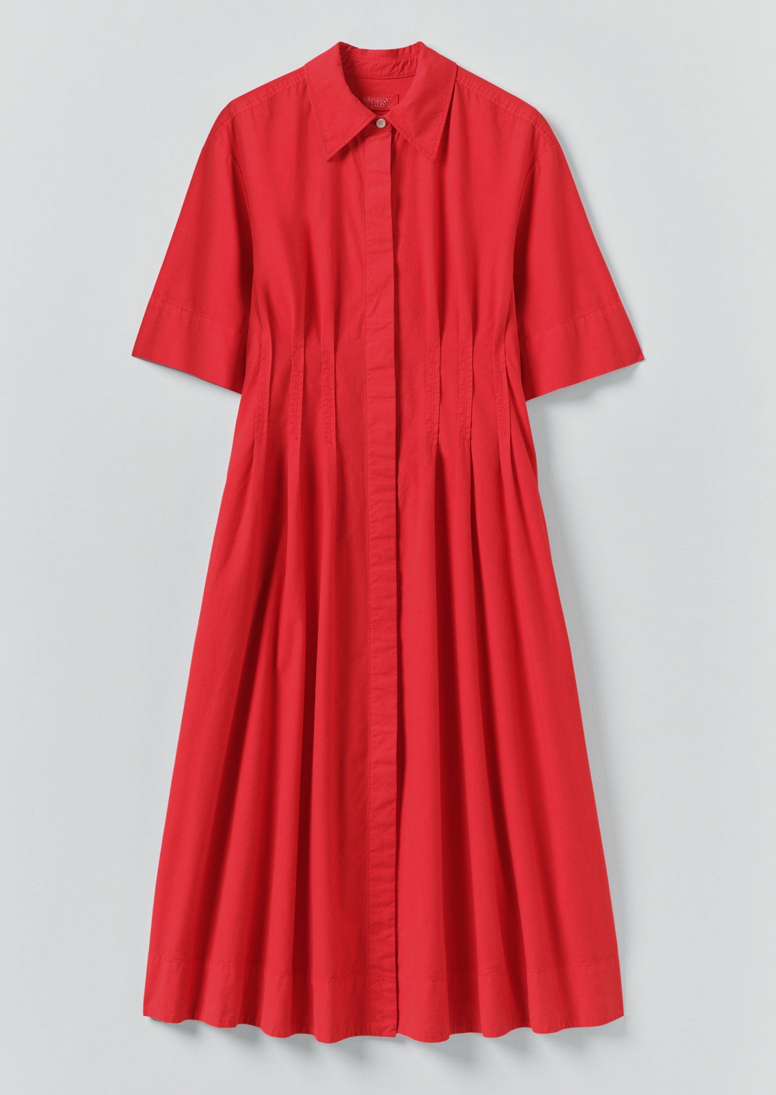 Pleated Cotton Linen Dress | Cardinal Red