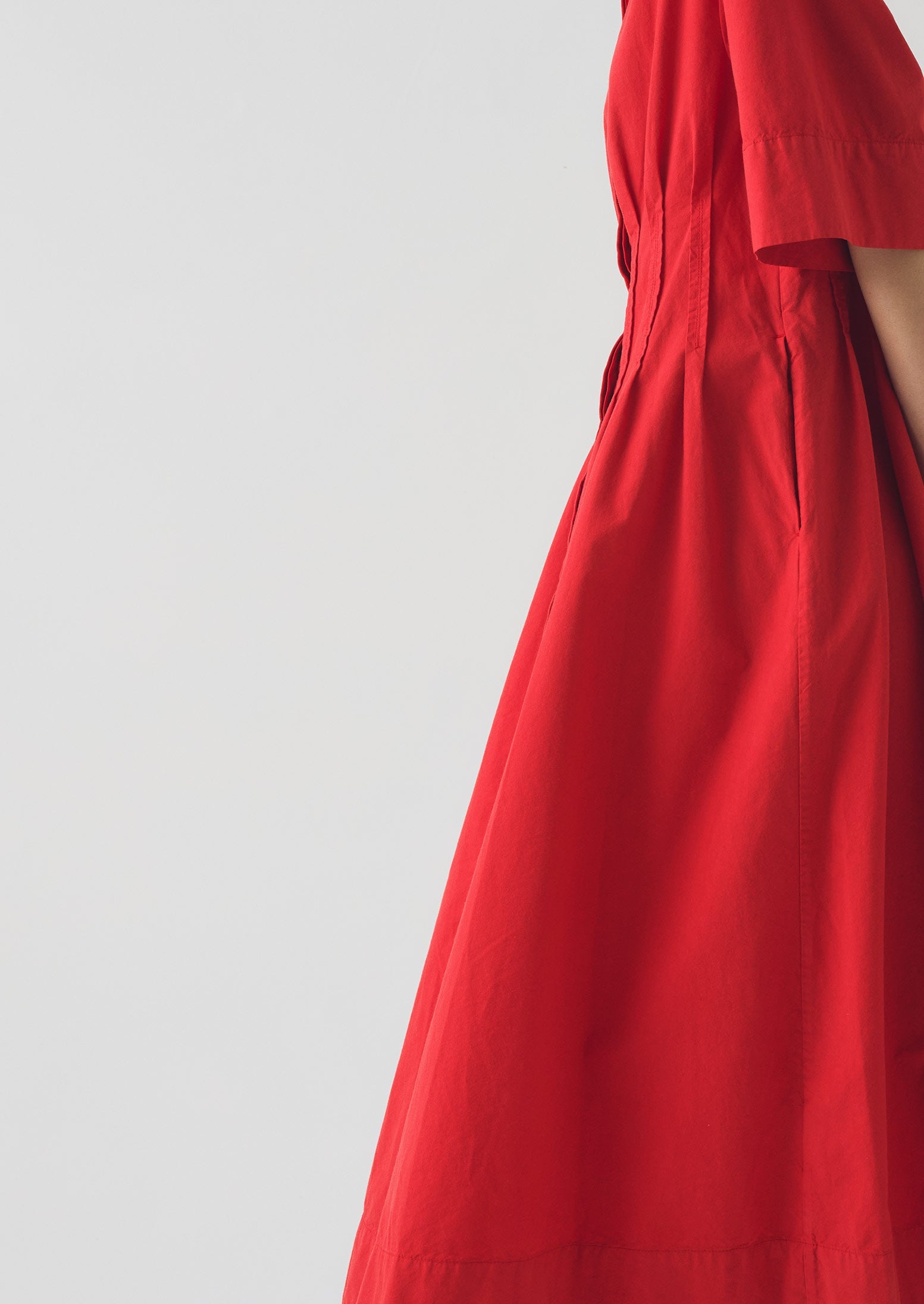 Pleated Cotton Linen Dress | Cardinal Red 5 Pleated Cotton Linen Dress | Cardinal Red