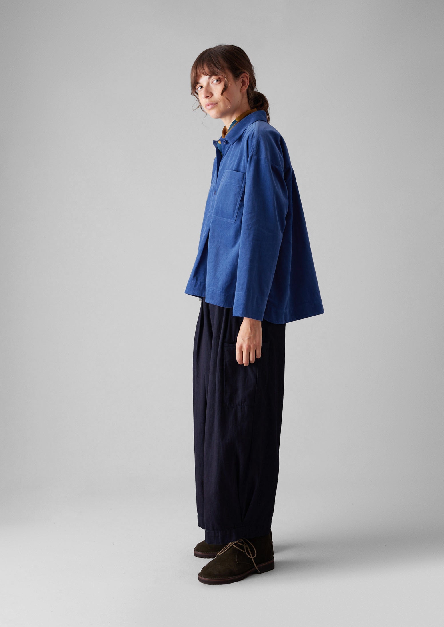 Patch Pocket Organic Needlecord Shirt | French Blue 3 Patch Pocket Organic Needlecord Shirt | French Blue