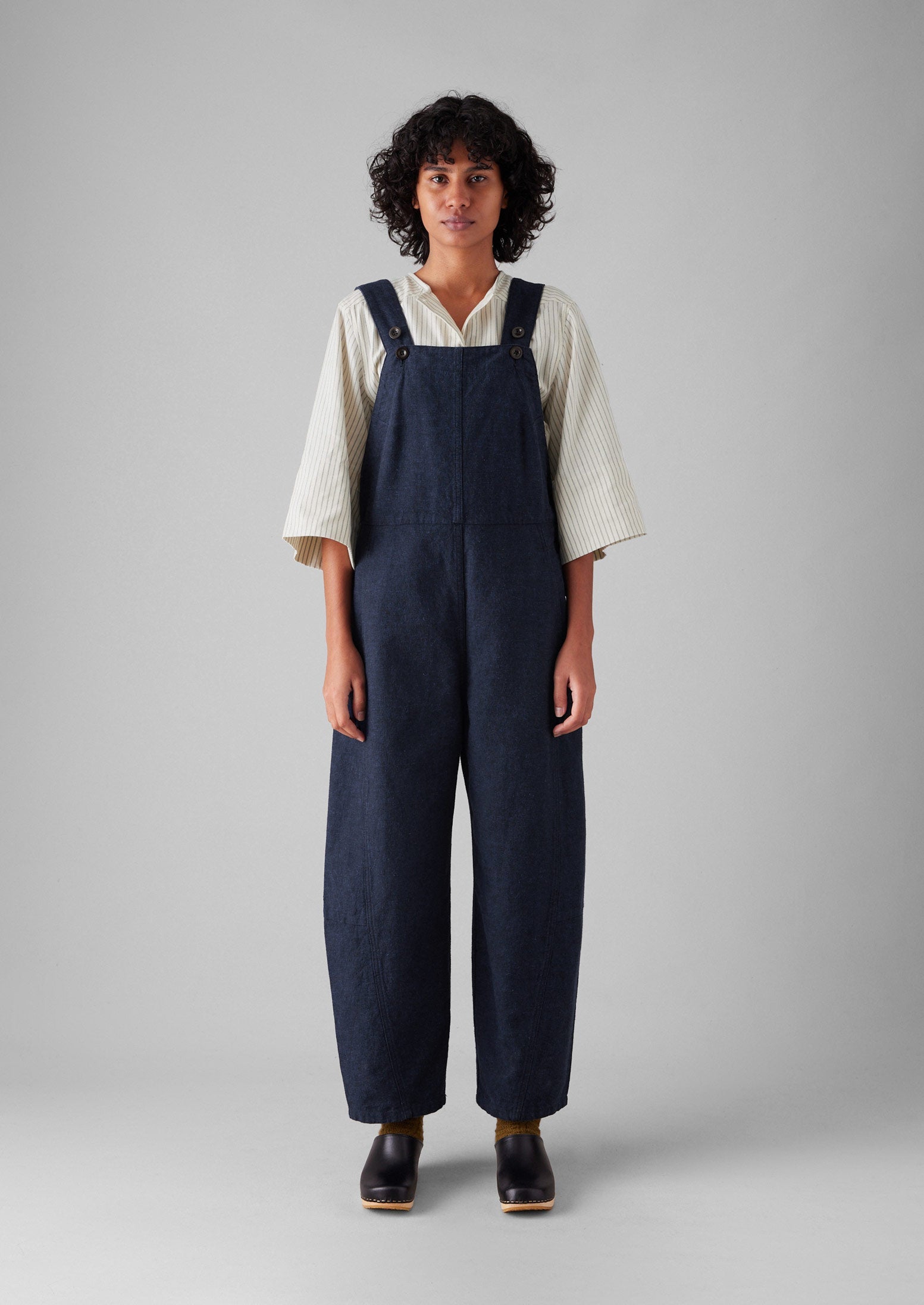Hemp Cotton Canvas Dungarees | Dark Chambray Blue 3 Hemp Cotton Canvas Dungarees | Dark Chambray Blue
