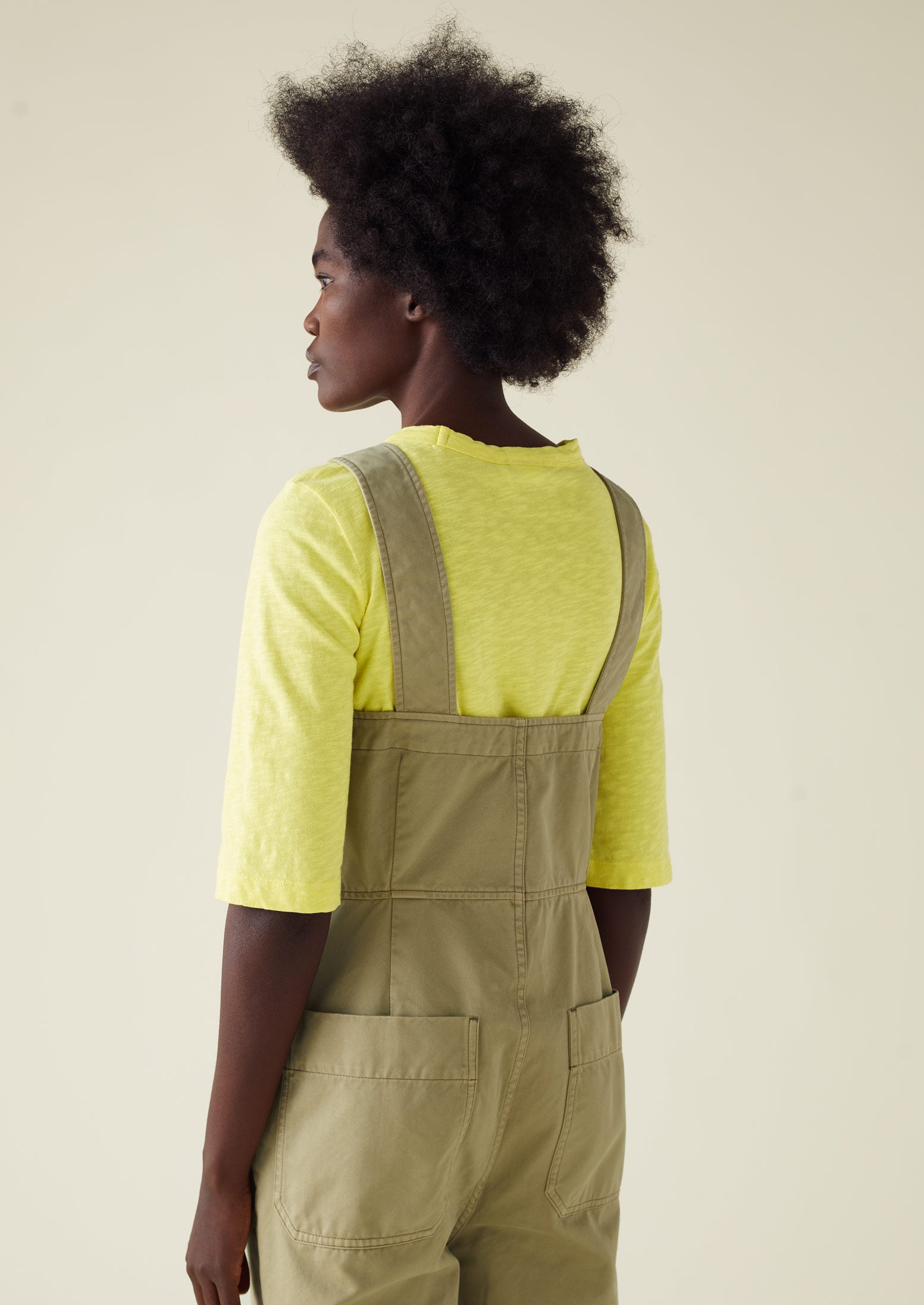 Herringbone Cotton Dungarees | Stone 5 Herringbone Cotton Dungarees | Stone