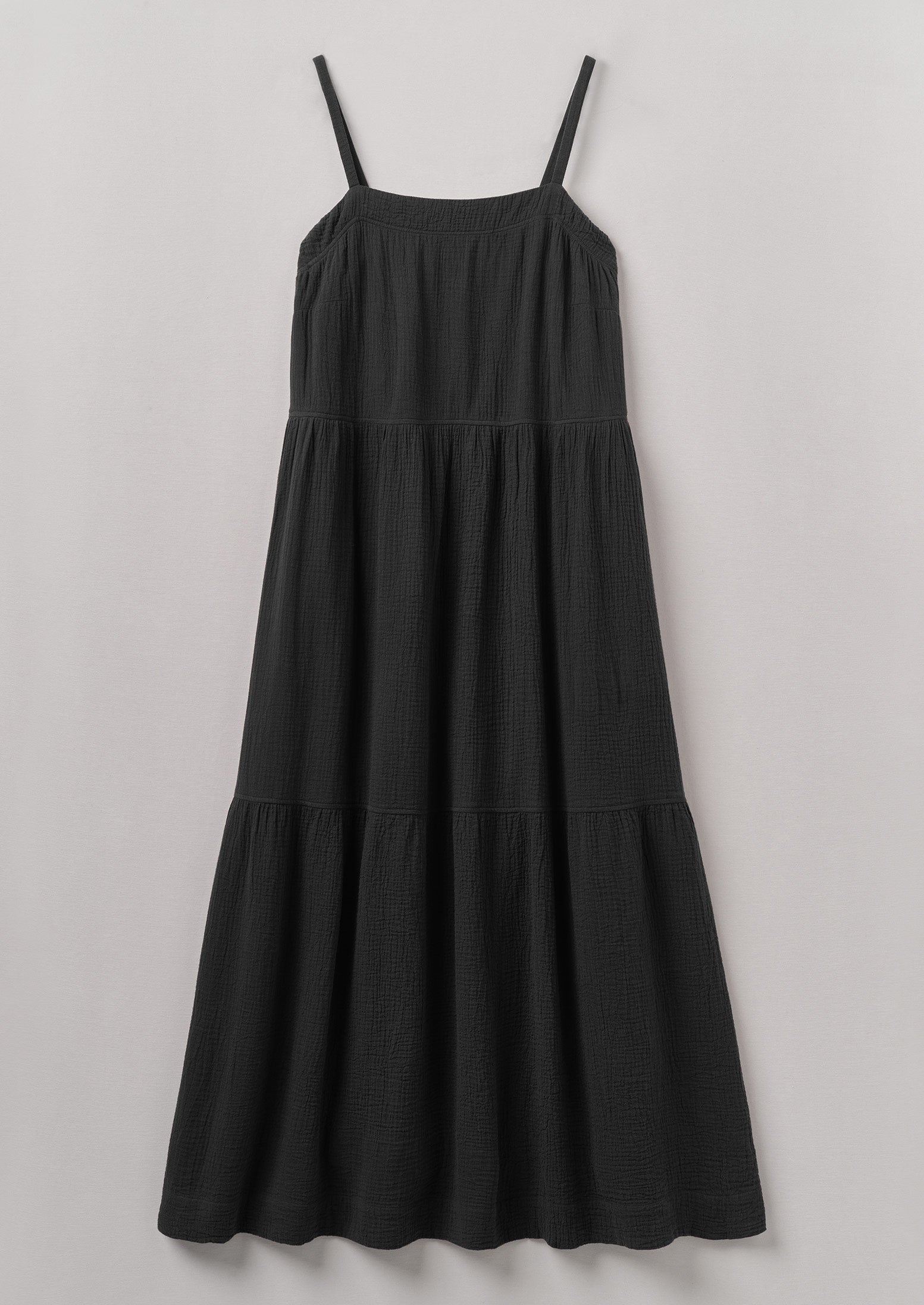 Crinkle Cotton Gauze Tiered Dress | Black Pepper