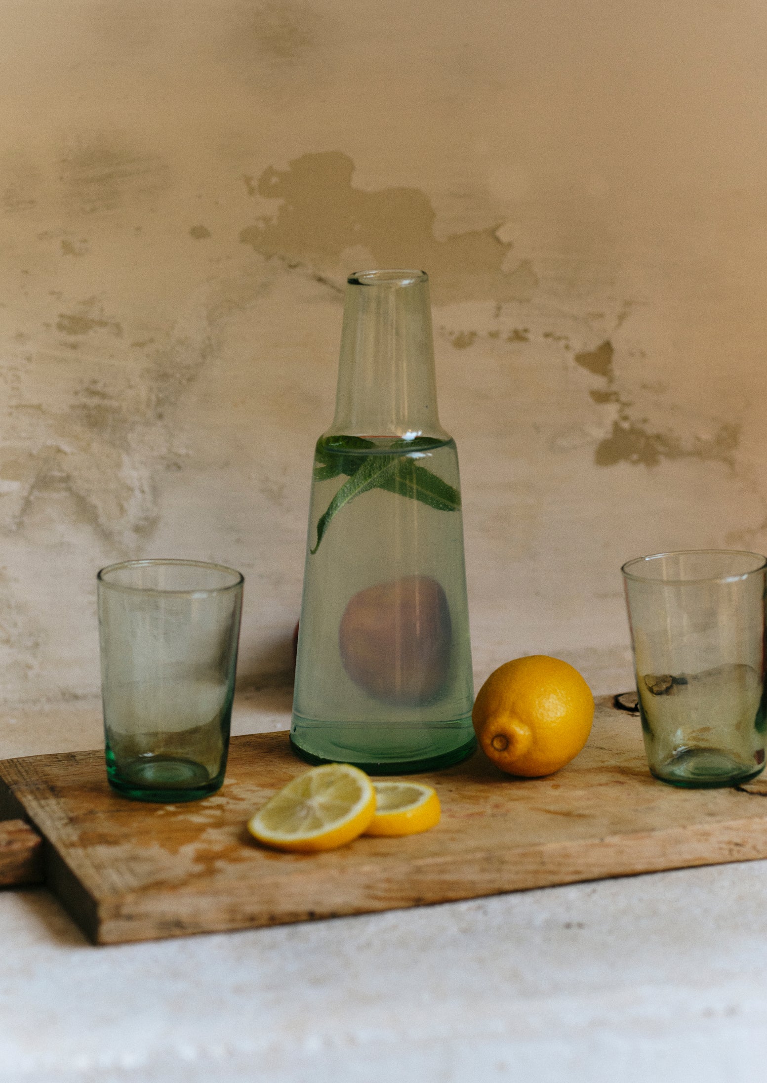 Recycled Glass Carafe And Glass Set | Clear 3 Recycled Glass Carafe And Glass Set | Clear