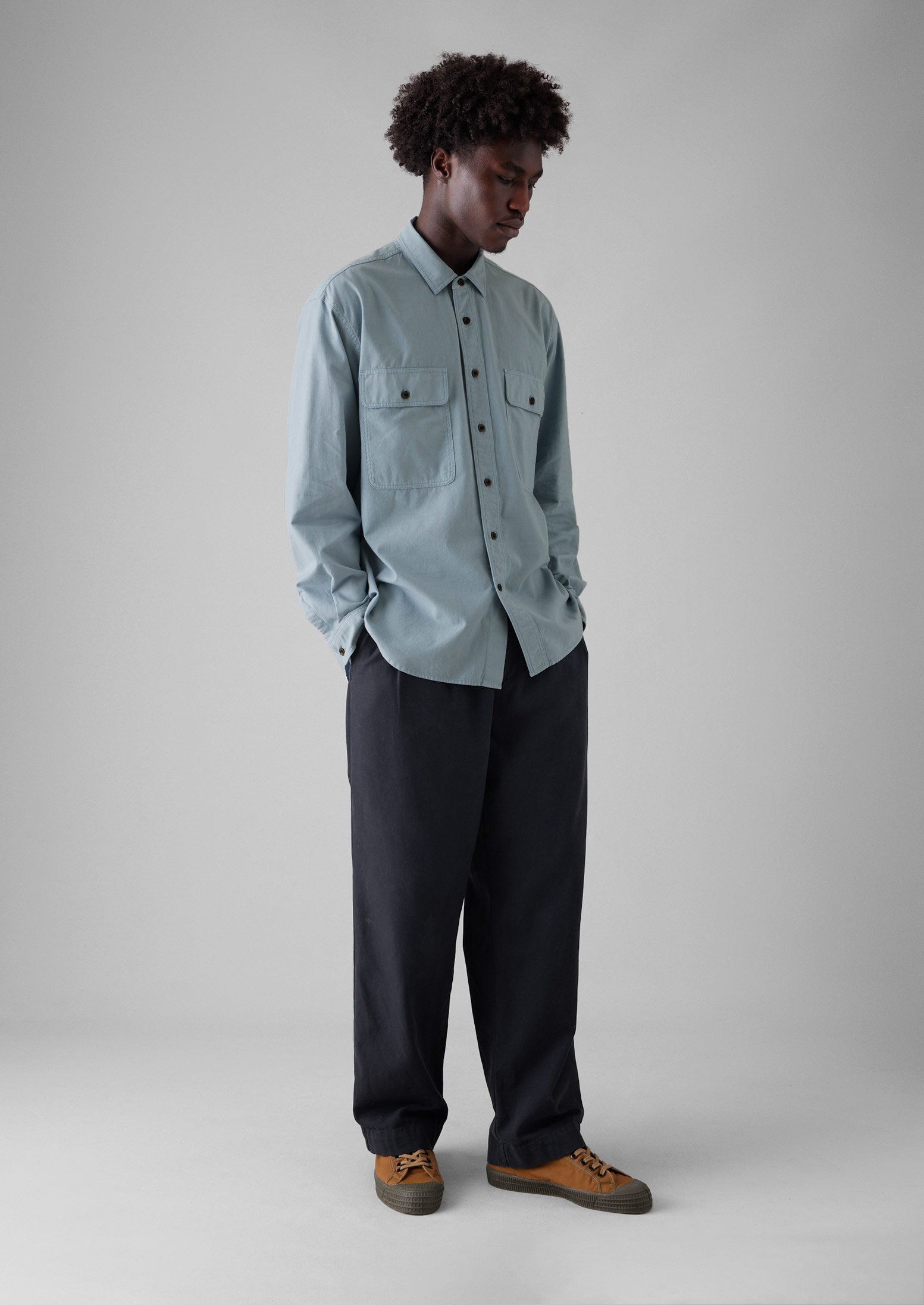 Garment Dyed Oxford Workwear Shirt | Mist Blue 4 Garment Dyed Oxford Workwear Shirt | Mist Blue