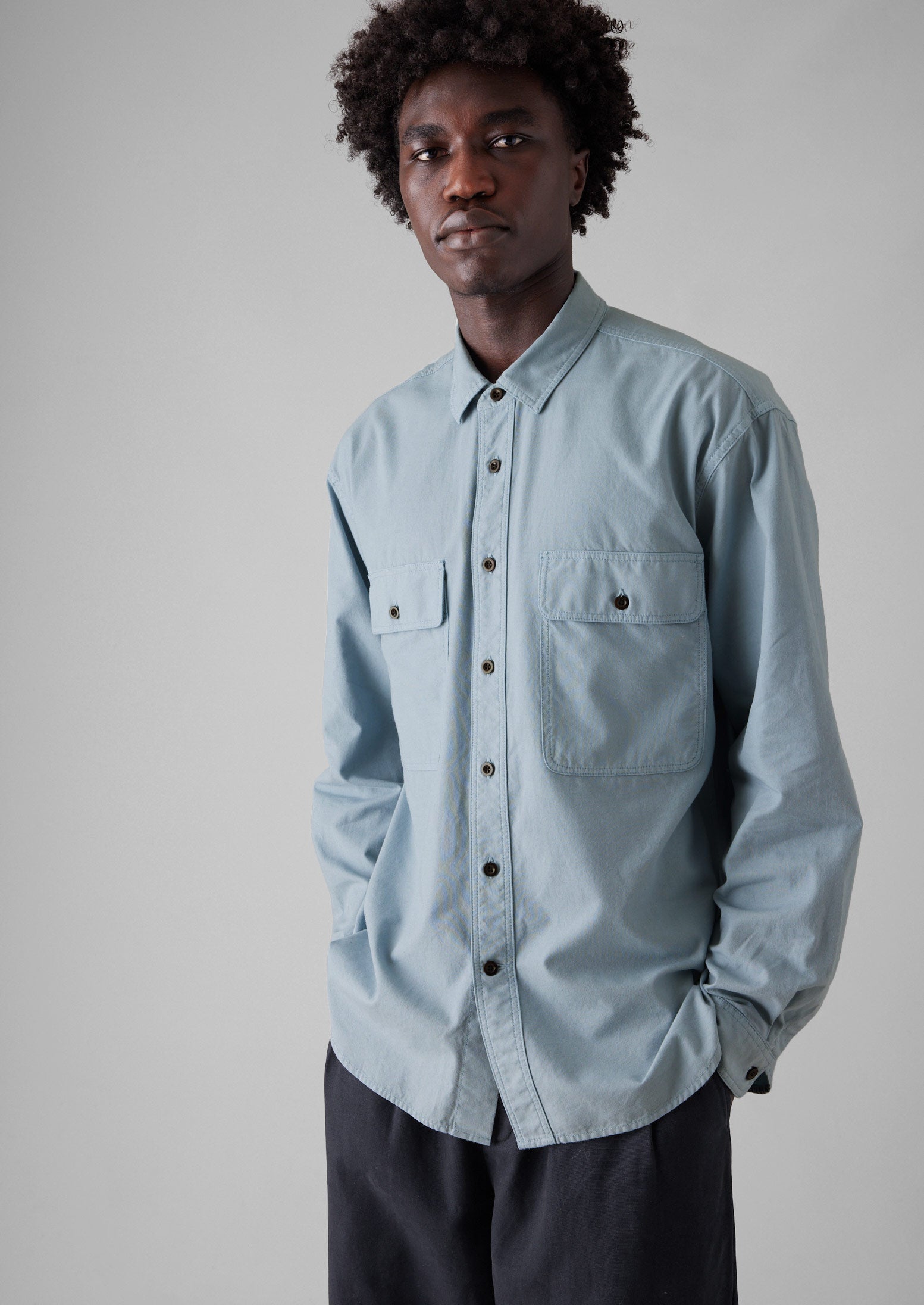 Garment Dyed Oxford Workwear Shirt | Mist Blue 6 Garment Dyed Oxford Workwear Shirt | Mist Blue