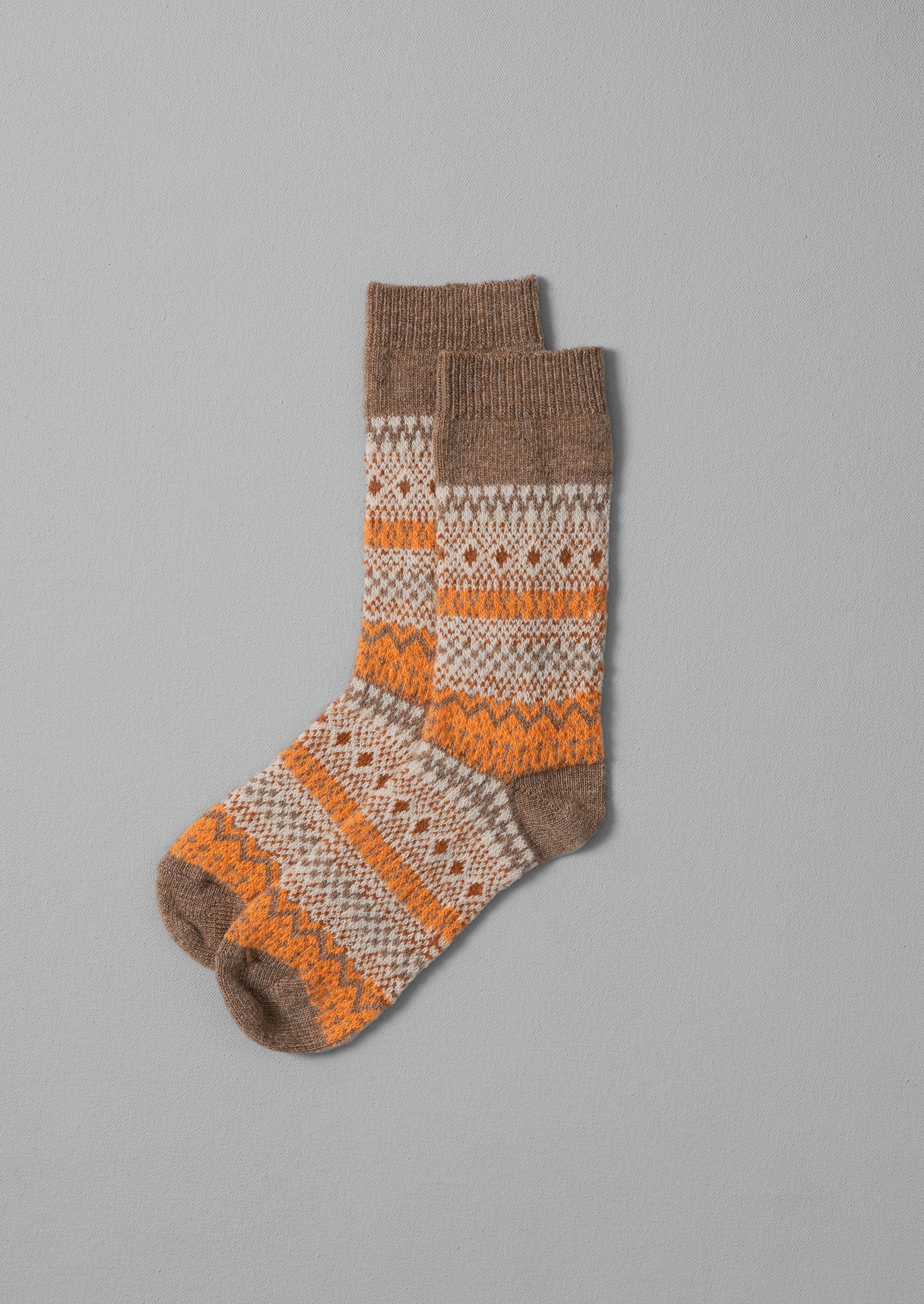 Jacquard Wool Socks | Orange Multi