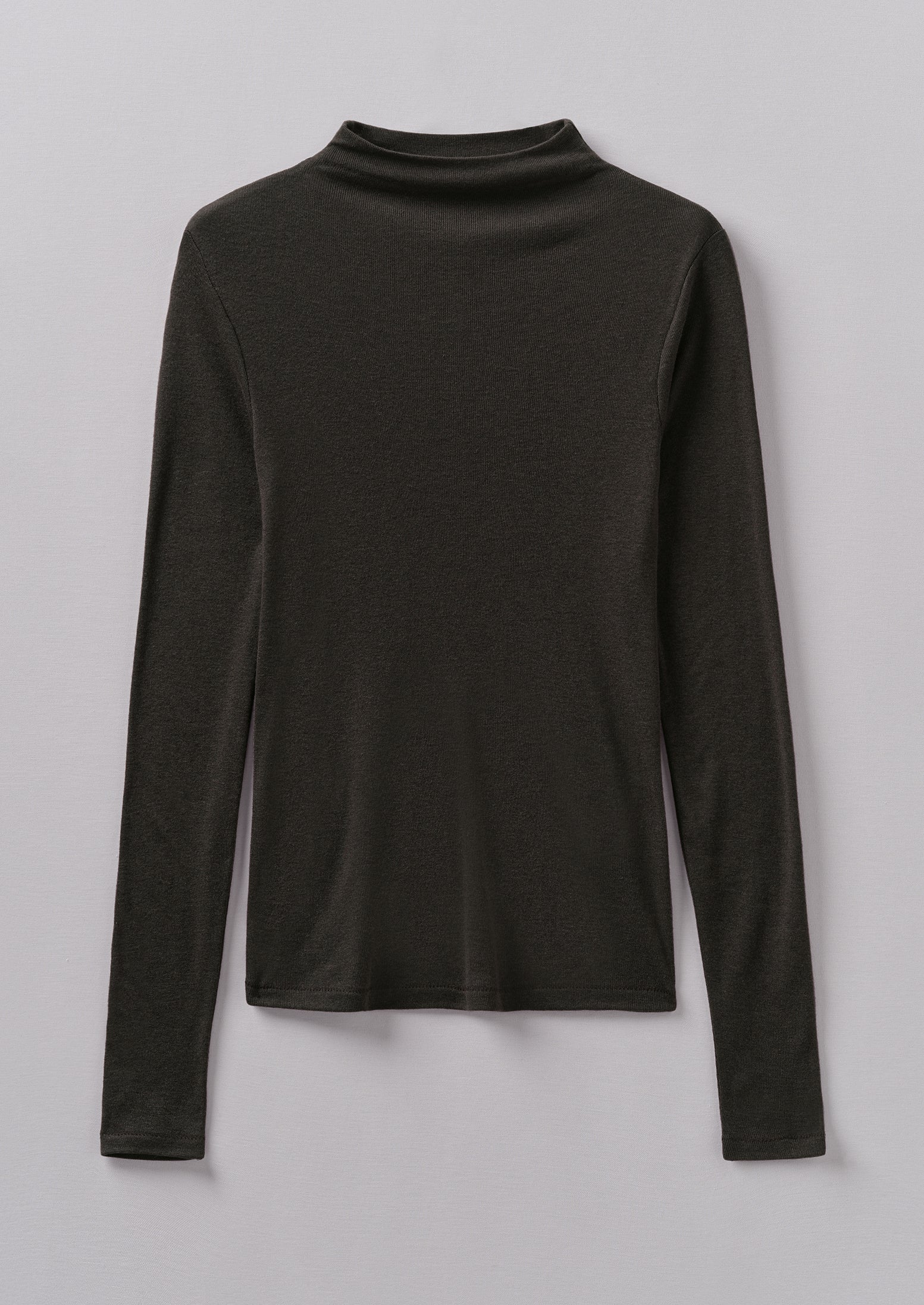 Aster High Neck Wool Lyocell Tee | Black Coffee