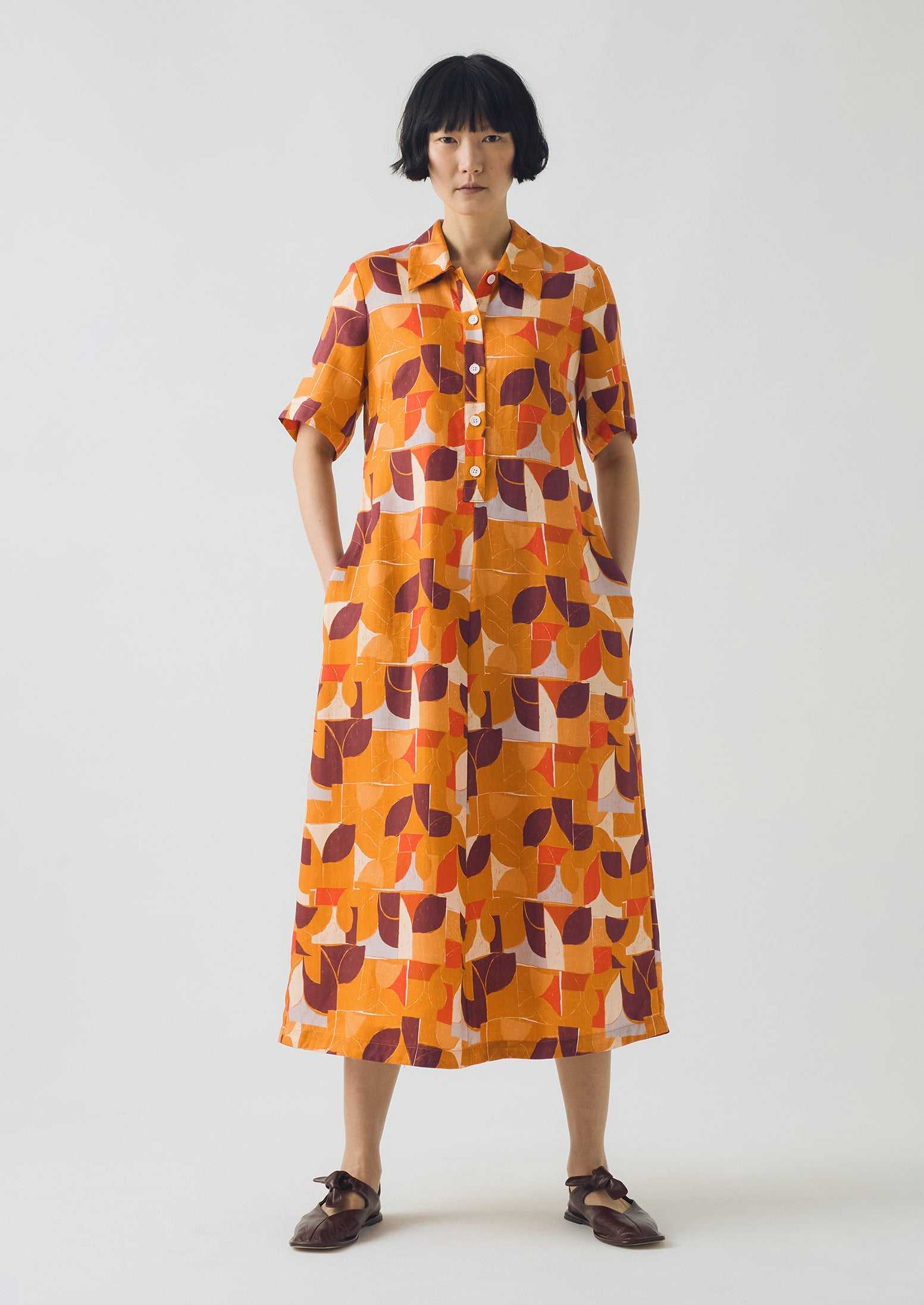 Paintbox Print Fluid Shirt Dress | Ginger 4 Paintbox Print Fluid Shirt Dress | Ginger