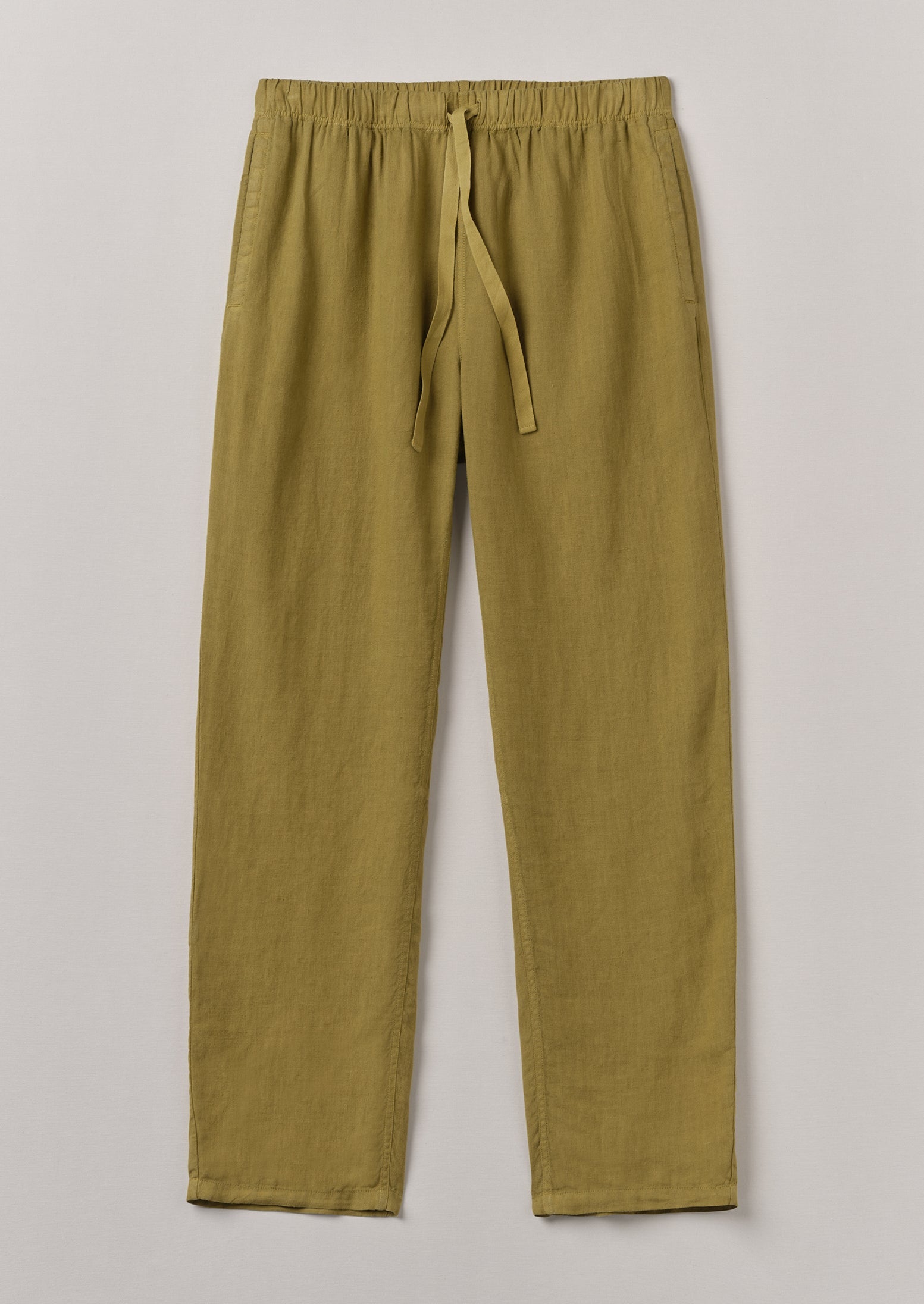 Alfie Garment Dyed Linen Trousers | Durian Green