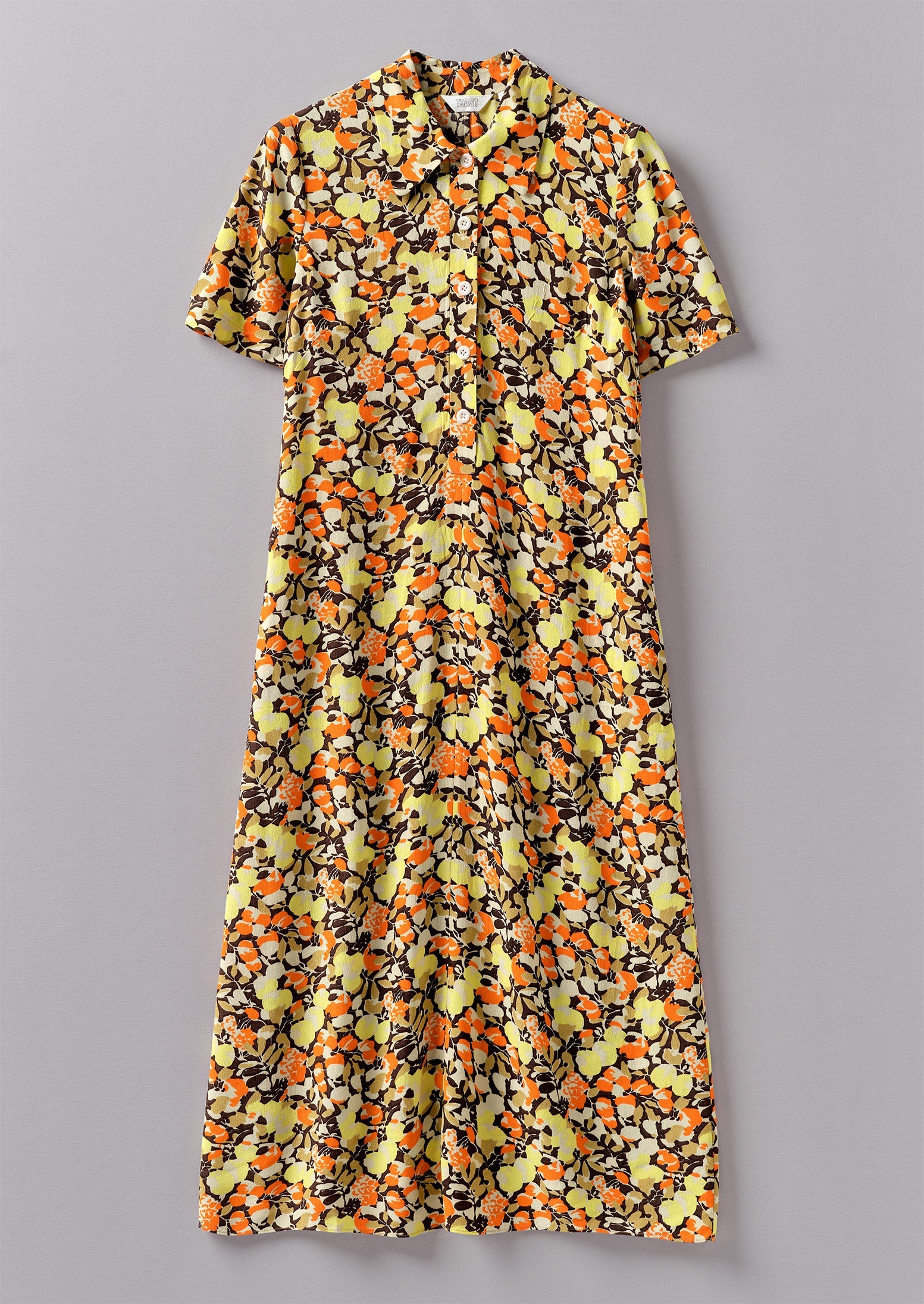 Hedgerow Print Crepe Shirt Dress | Burnt Orange