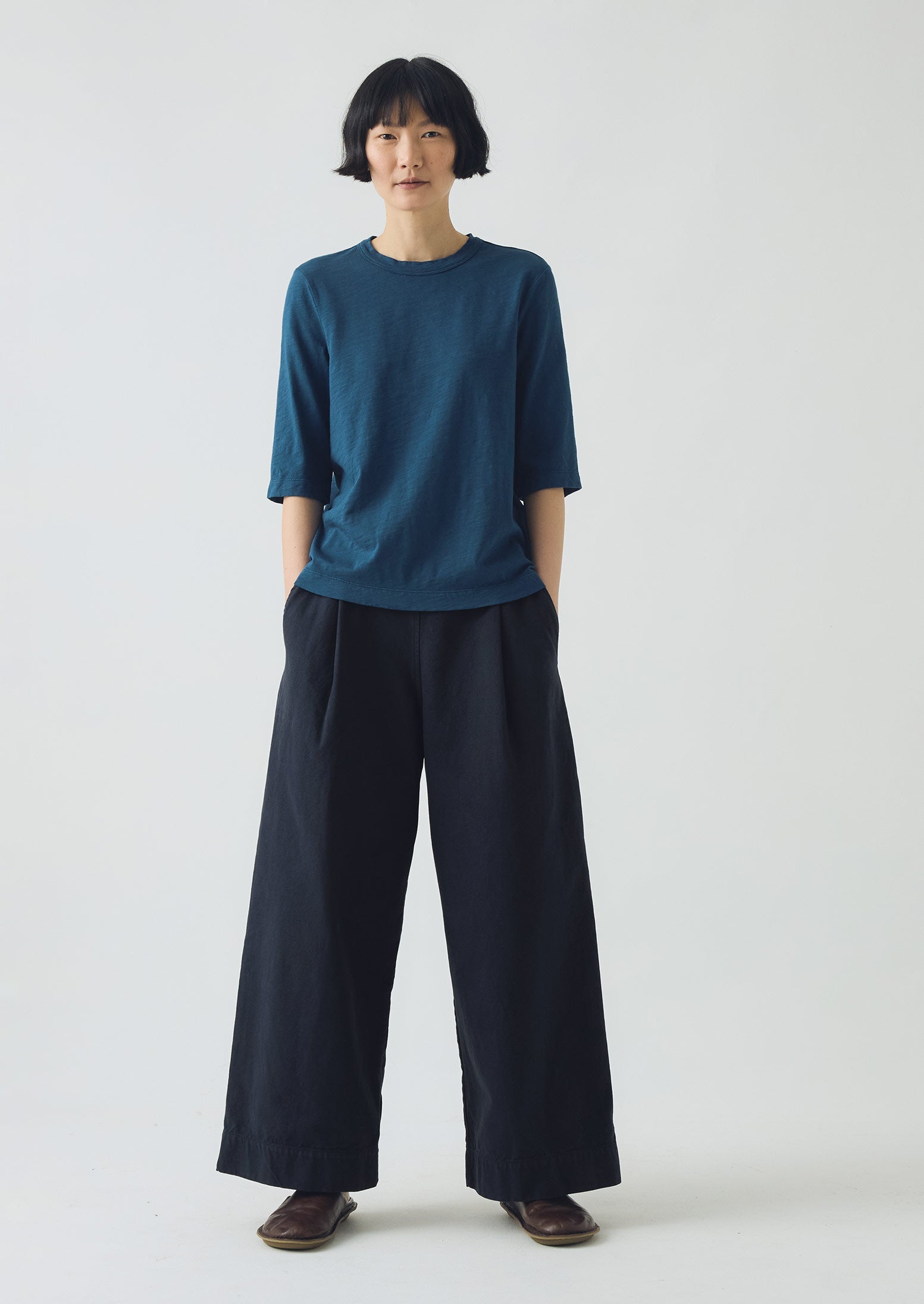 Cleo Garment Dyed Organic Cotton Tee | Copper Blue 3 Cleo Garment Dyed Organic Cotton Tee | Copper Blue