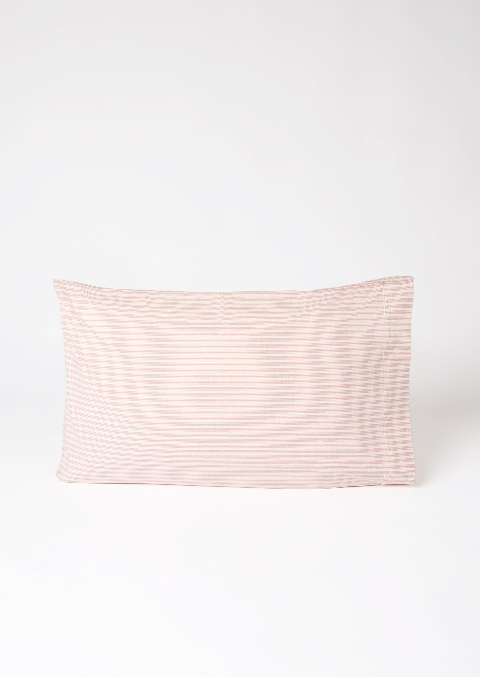 Organic Cotton Ticking Stripe Housewife Pillowcase | Ecru/Rose