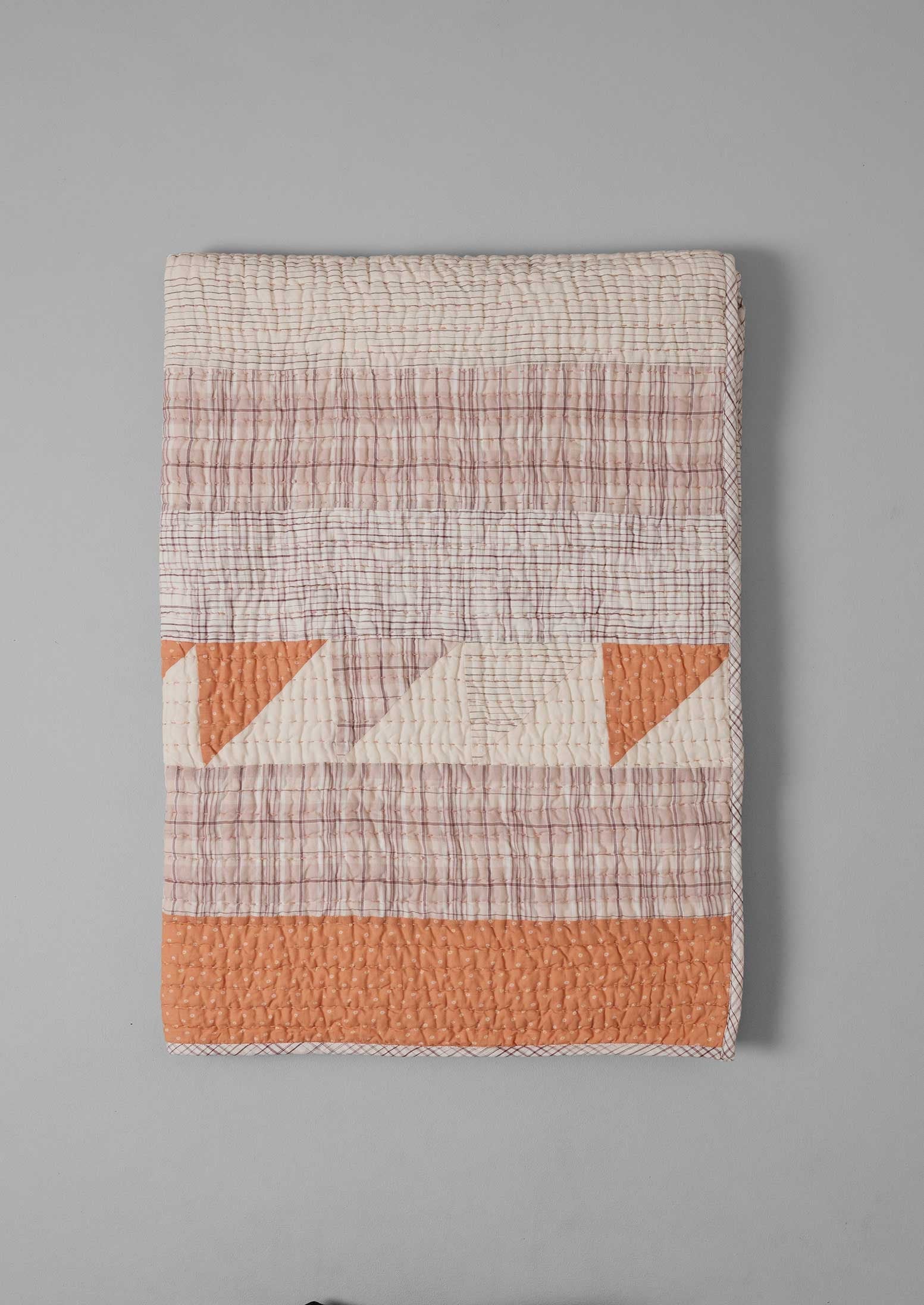Nila Hand Woven Patchwork Quilt | Apricot/Multi