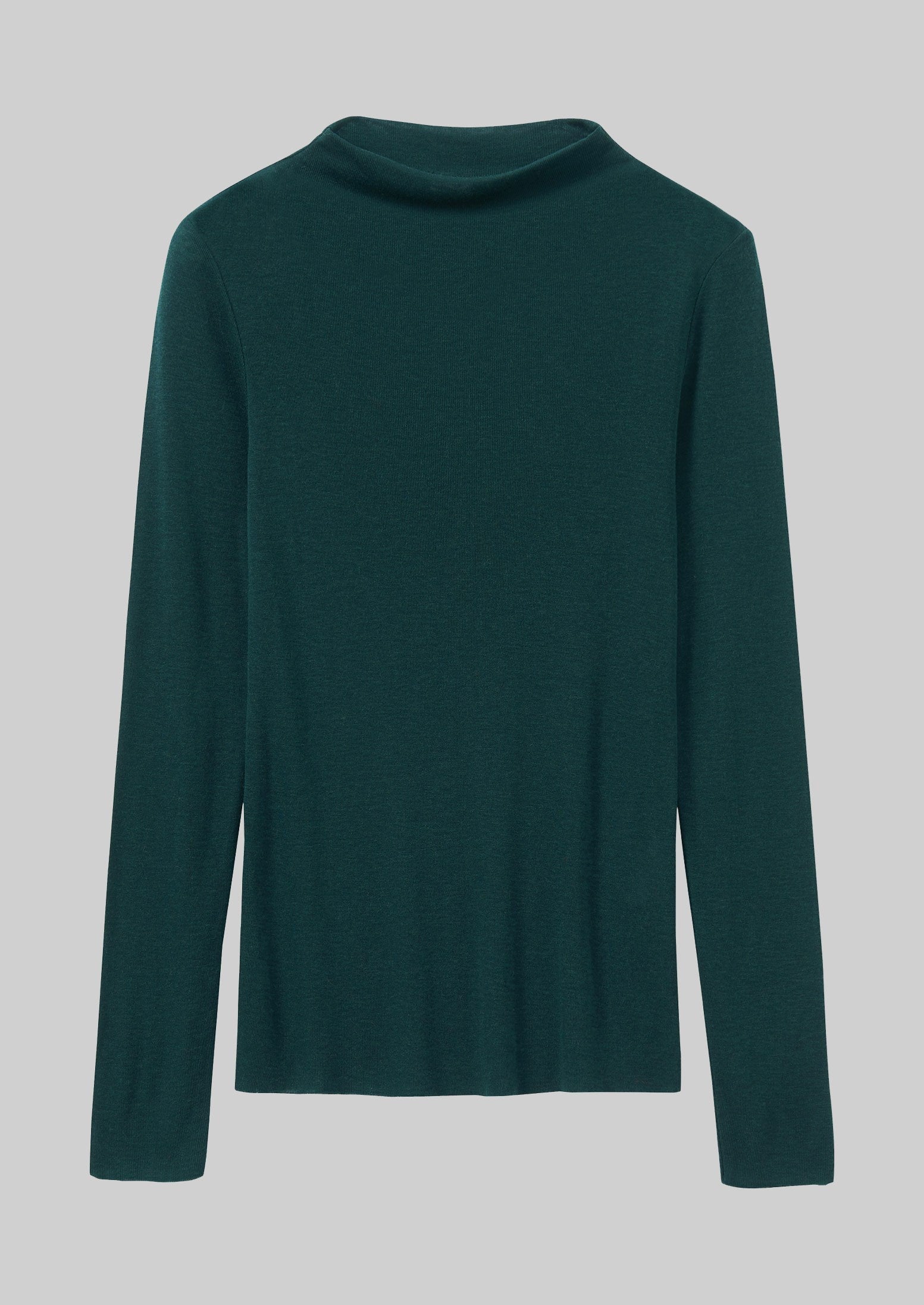 Aster High Neck Wool Lyocell Tee | Dark Green