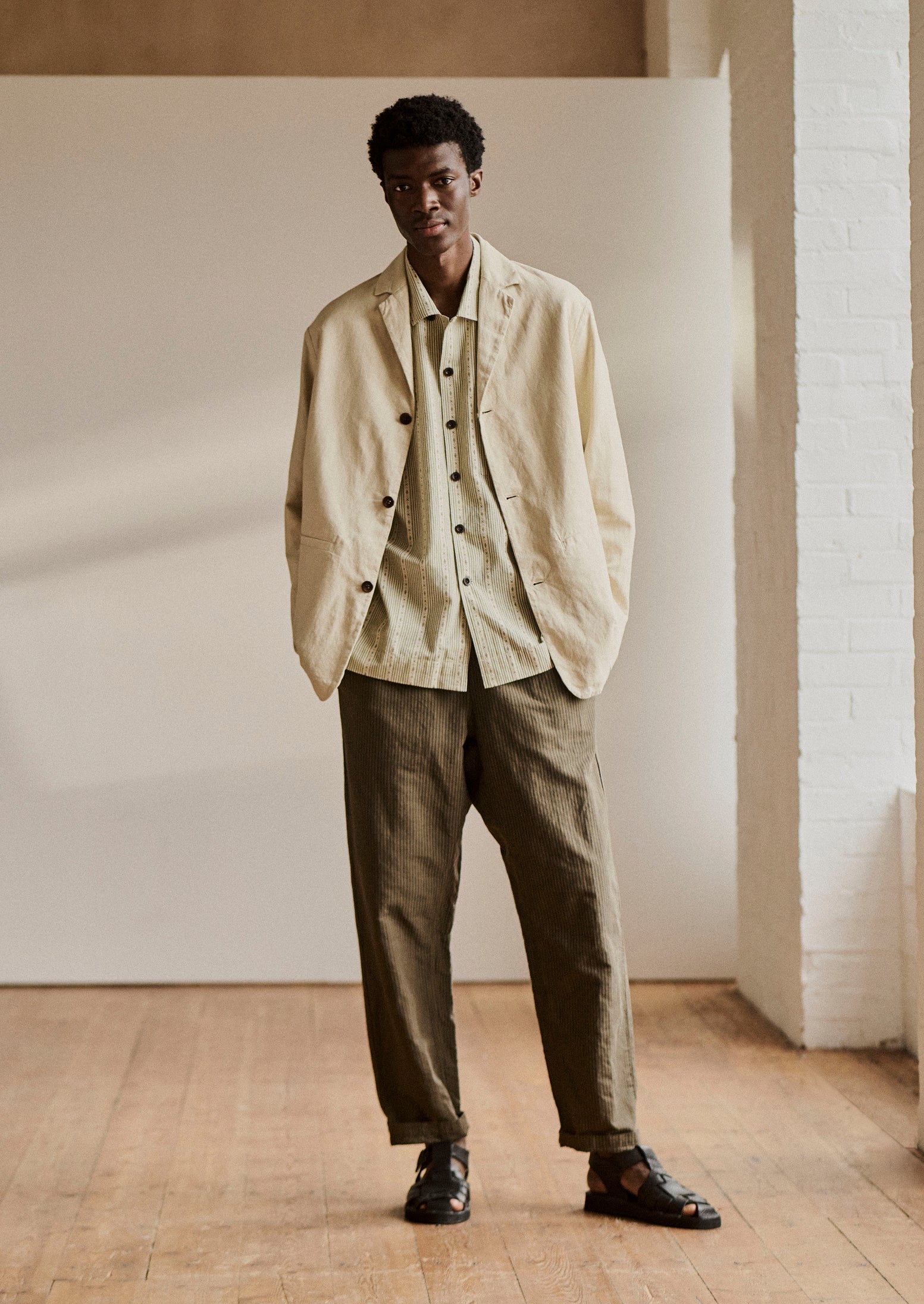 Cotton Linen High Break Blazer | Wood Ash 4 Cotton Linen High Break Blazer | Wood Ash