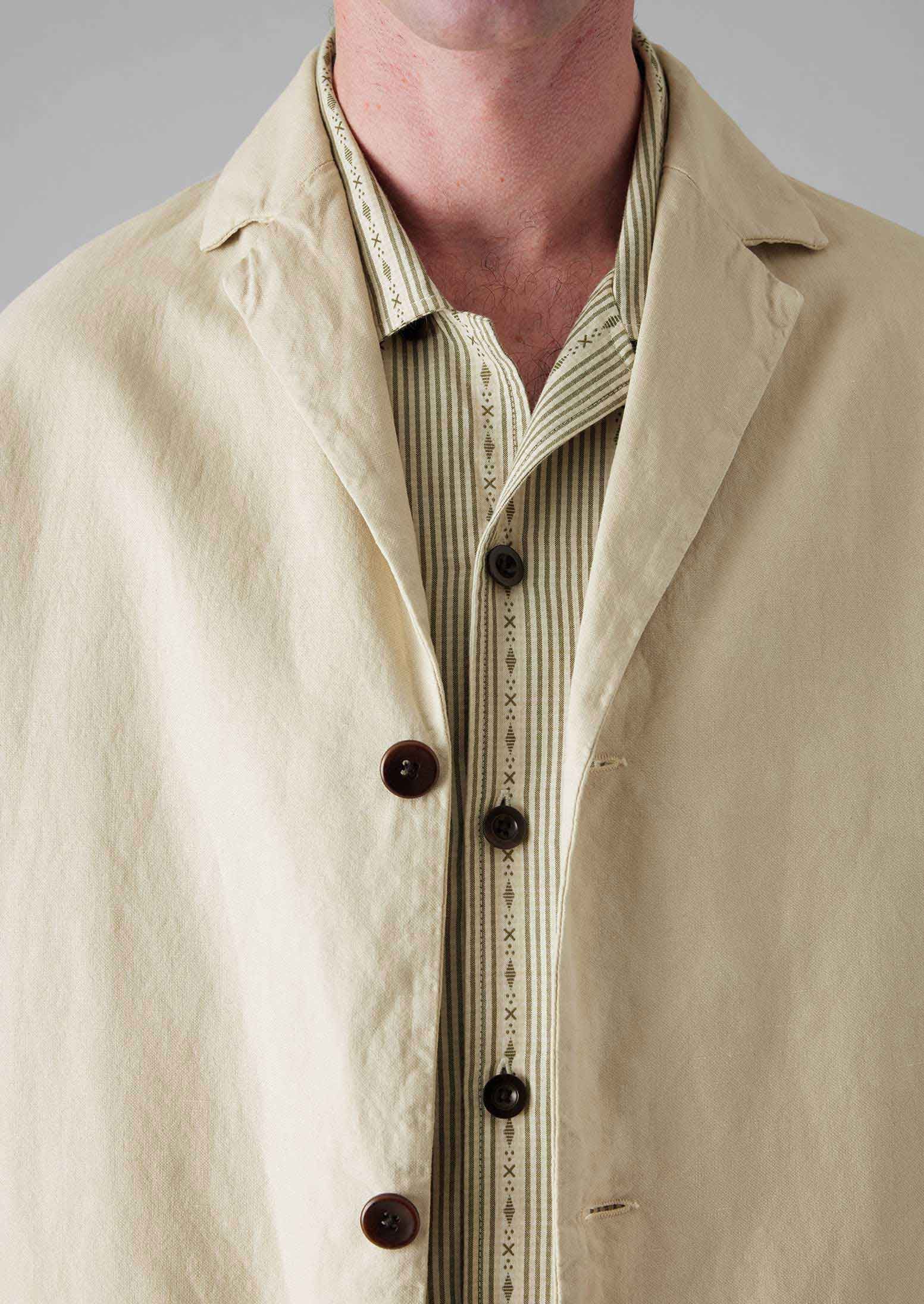 Cotton Linen High Break Blazer | Wood Ash 6 Cotton Linen High Break Blazer | Wood Ash