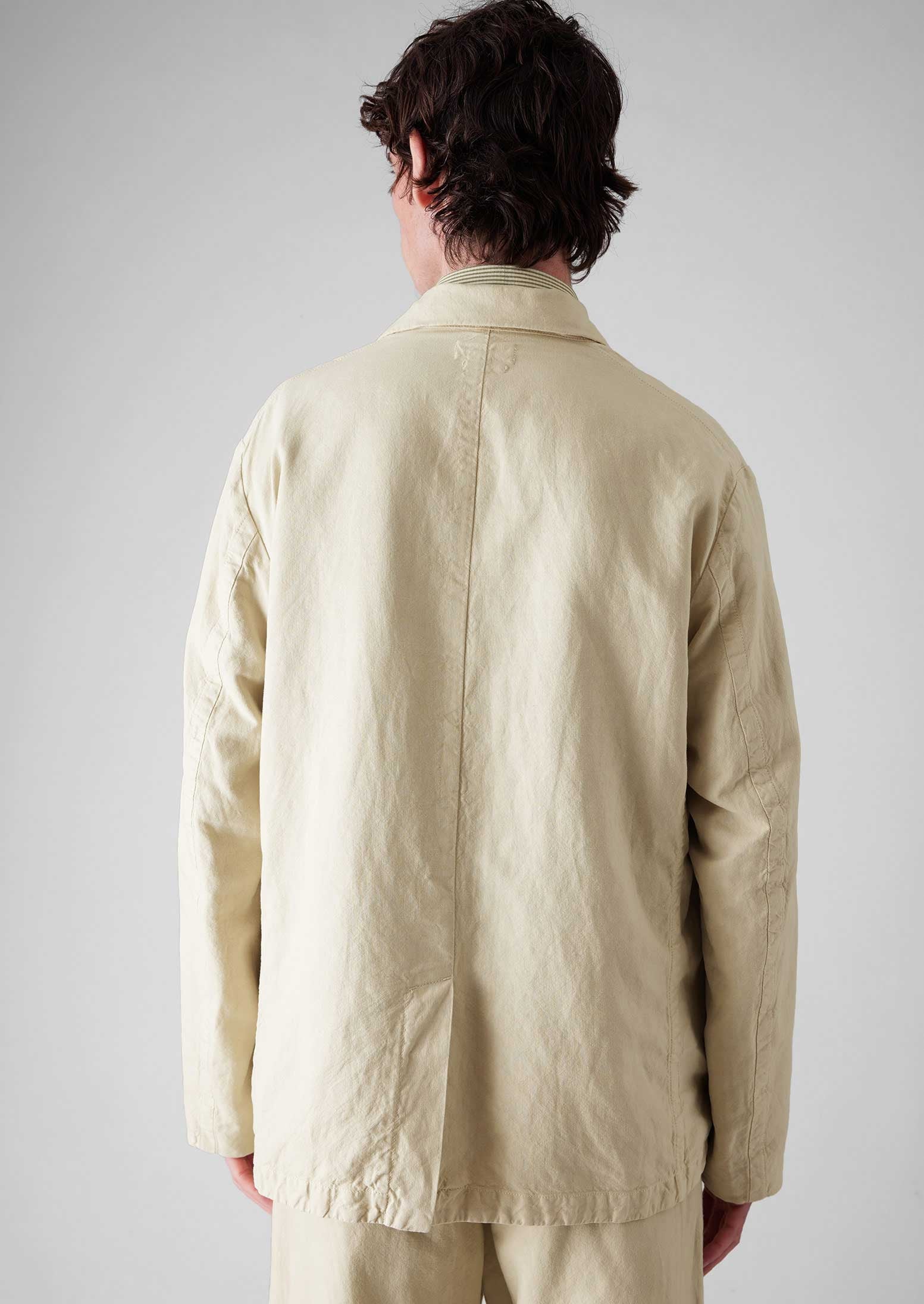 Cotton Linen High Break Blazer | Wood Ash 7 Cotton Linen High Break Blazer | Wood Ash