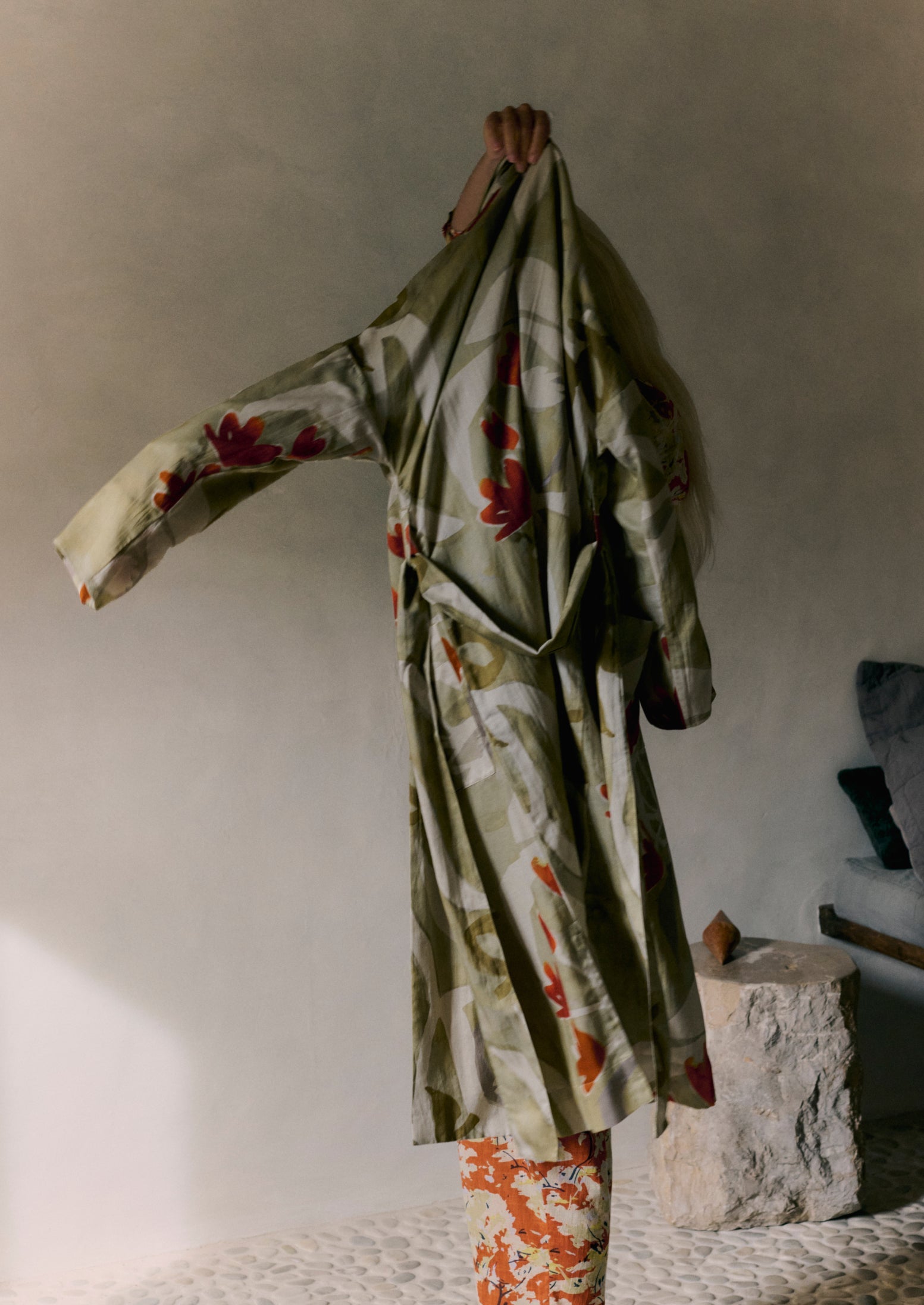 Watercolour Floral Cotton Silk Gown | Sage 5 Watercolour Floral Cotton Silk Gown | Sage