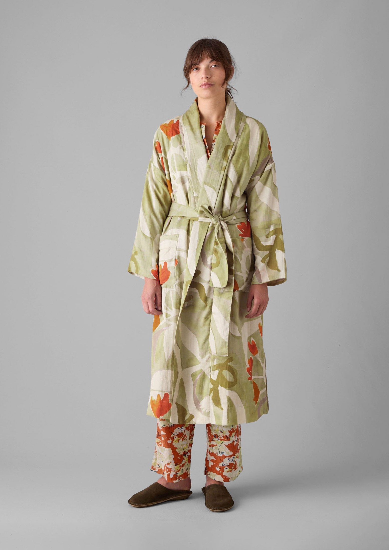 Watercolour Floral Cotton Silk Gown | Sage 6 Watercolour Floral Cotton Silk Gown | Sage