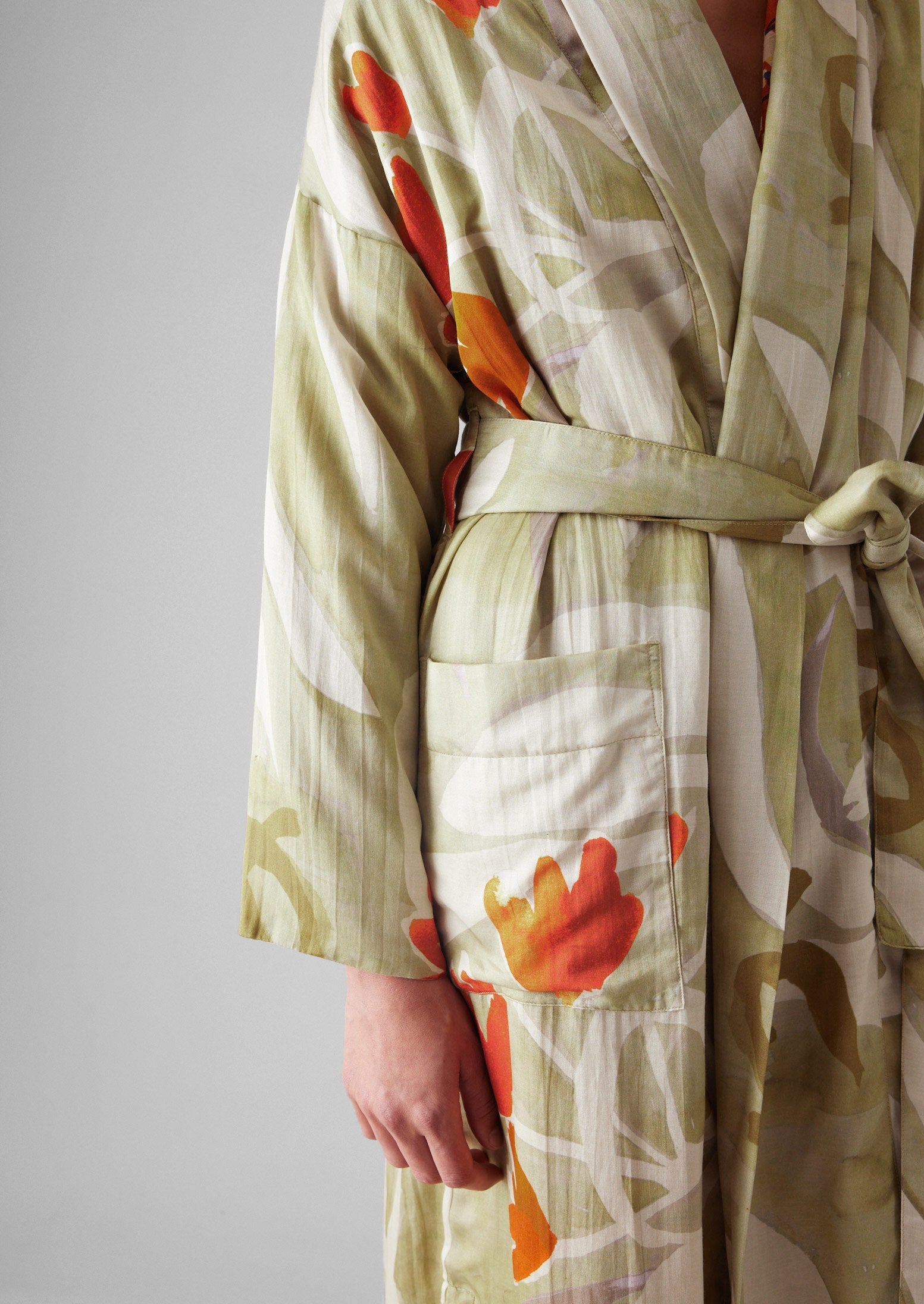Watercolour Floral Cotton Silk Gown | Sage 7 Watercolour Floral Cotton Silk Gown | Sage