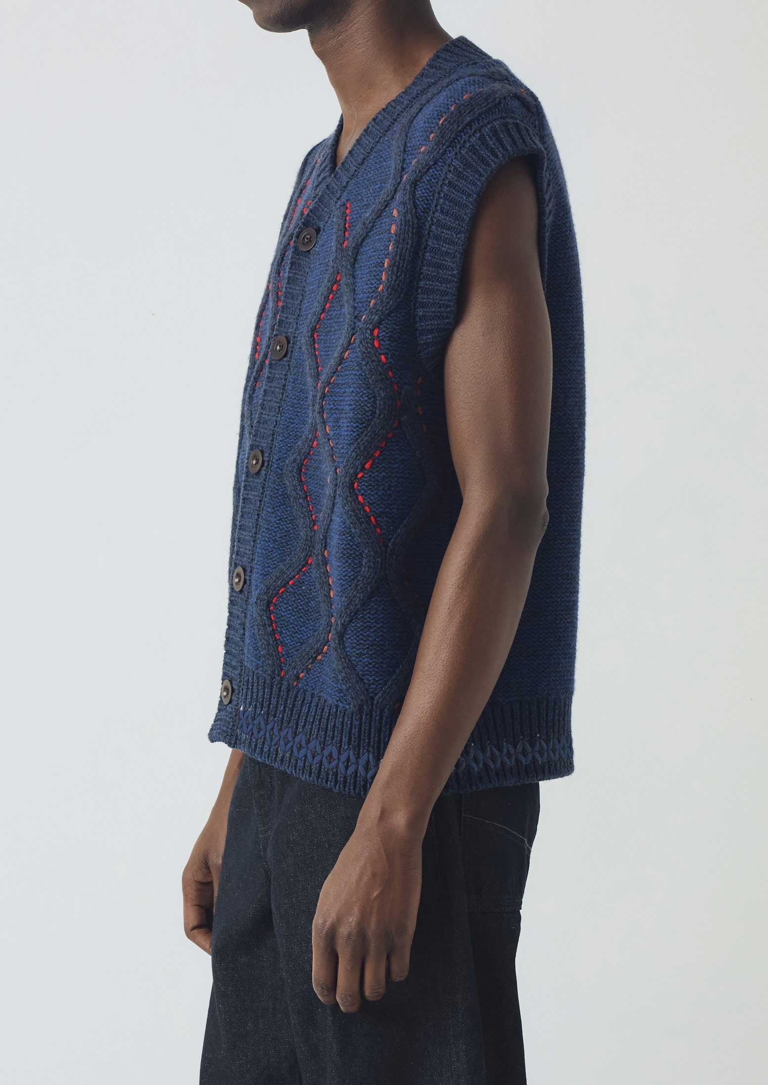 Hand Embellished Button Through Tank | Blue Multi 4 Hand Embellished Button Through Tank | Blue Multi