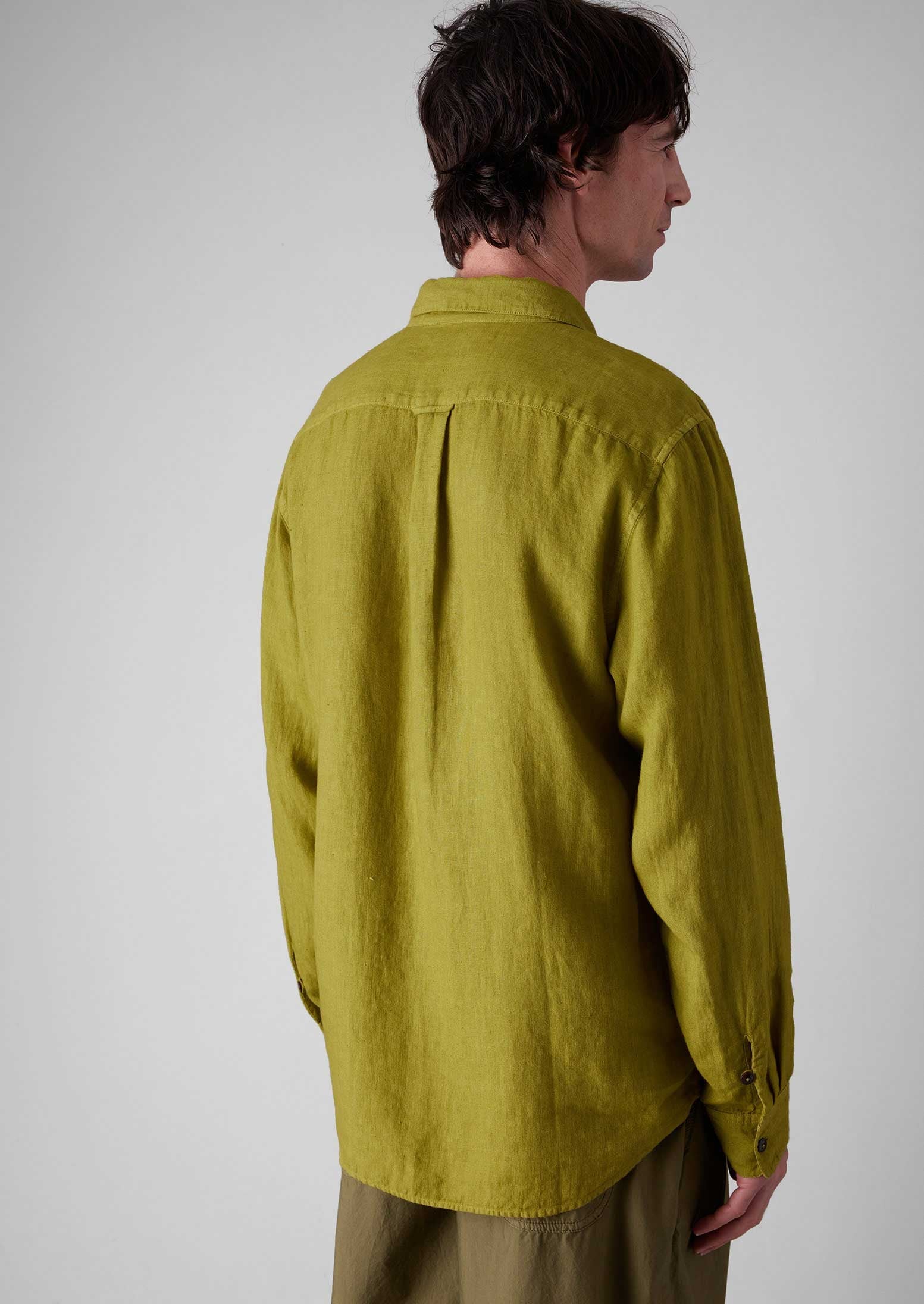 Loop Button Linen Shirt | Olivine 5 Loop Button Linen Shirt | Olivine