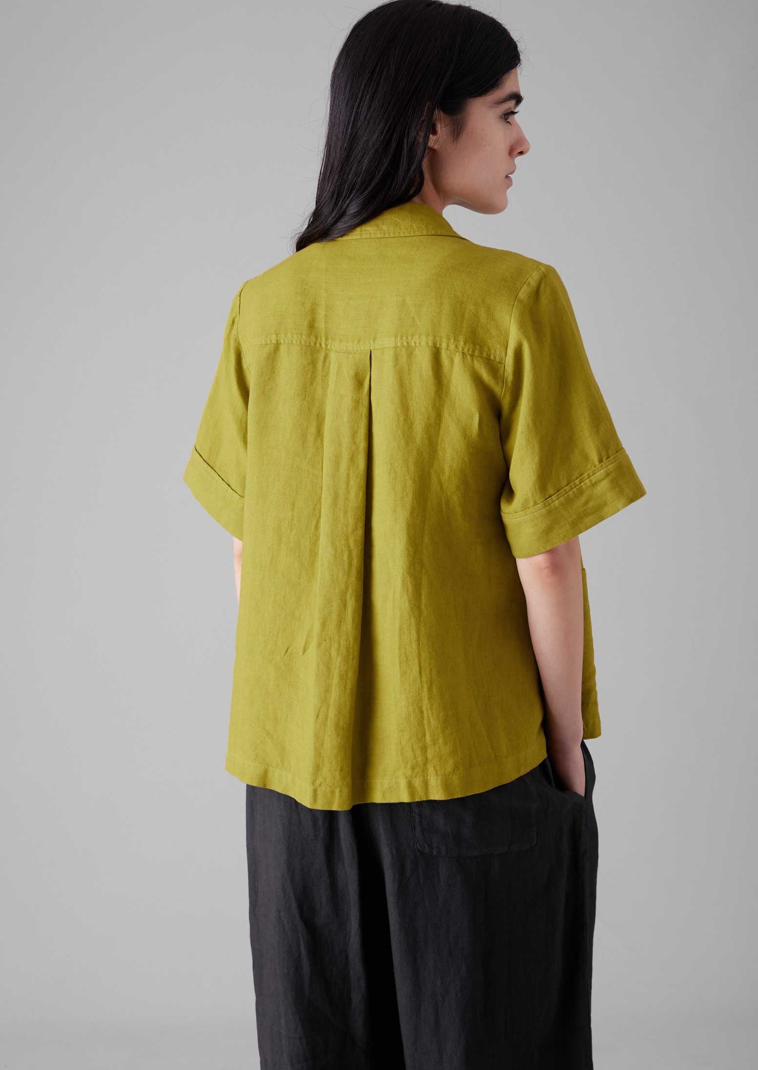 Garment Dyed Linen Boxy Shirt | Olivine 5 Garment Dyed Linen Boxy Shirt | Olivine