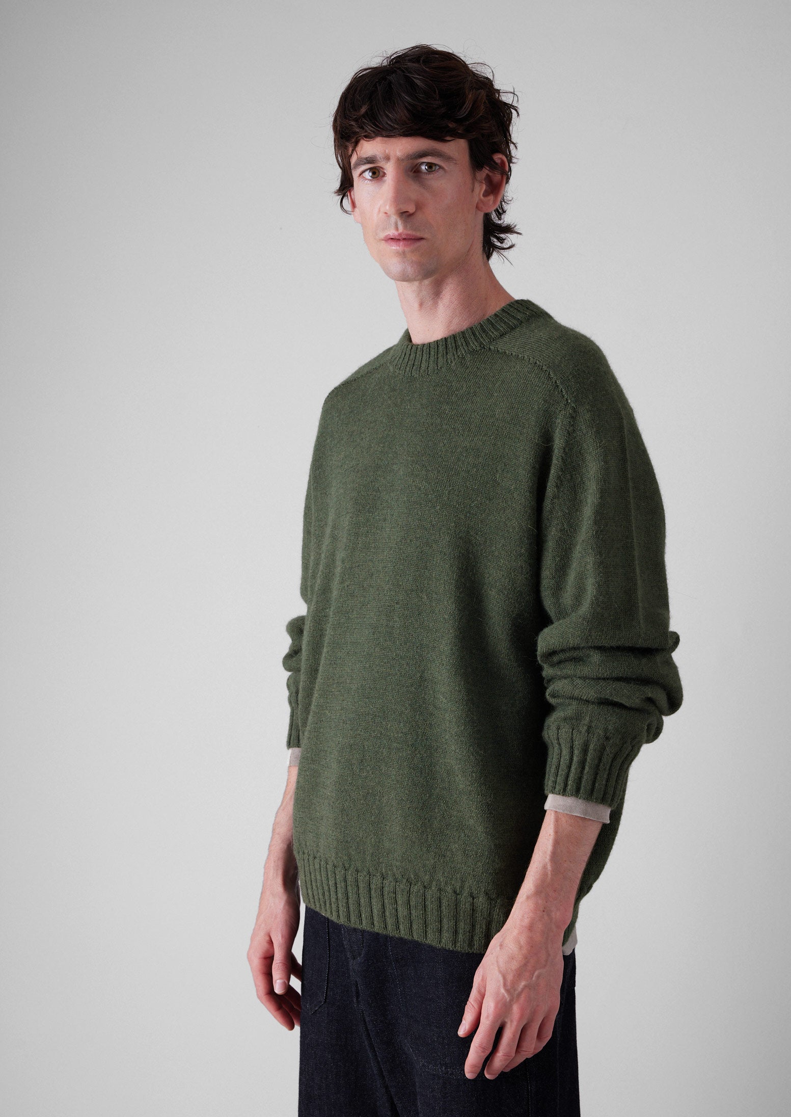 Wool Alpaca Easy Sweater | Forest Green 3 Wool Alpaca Easy Sweater | Forest Green