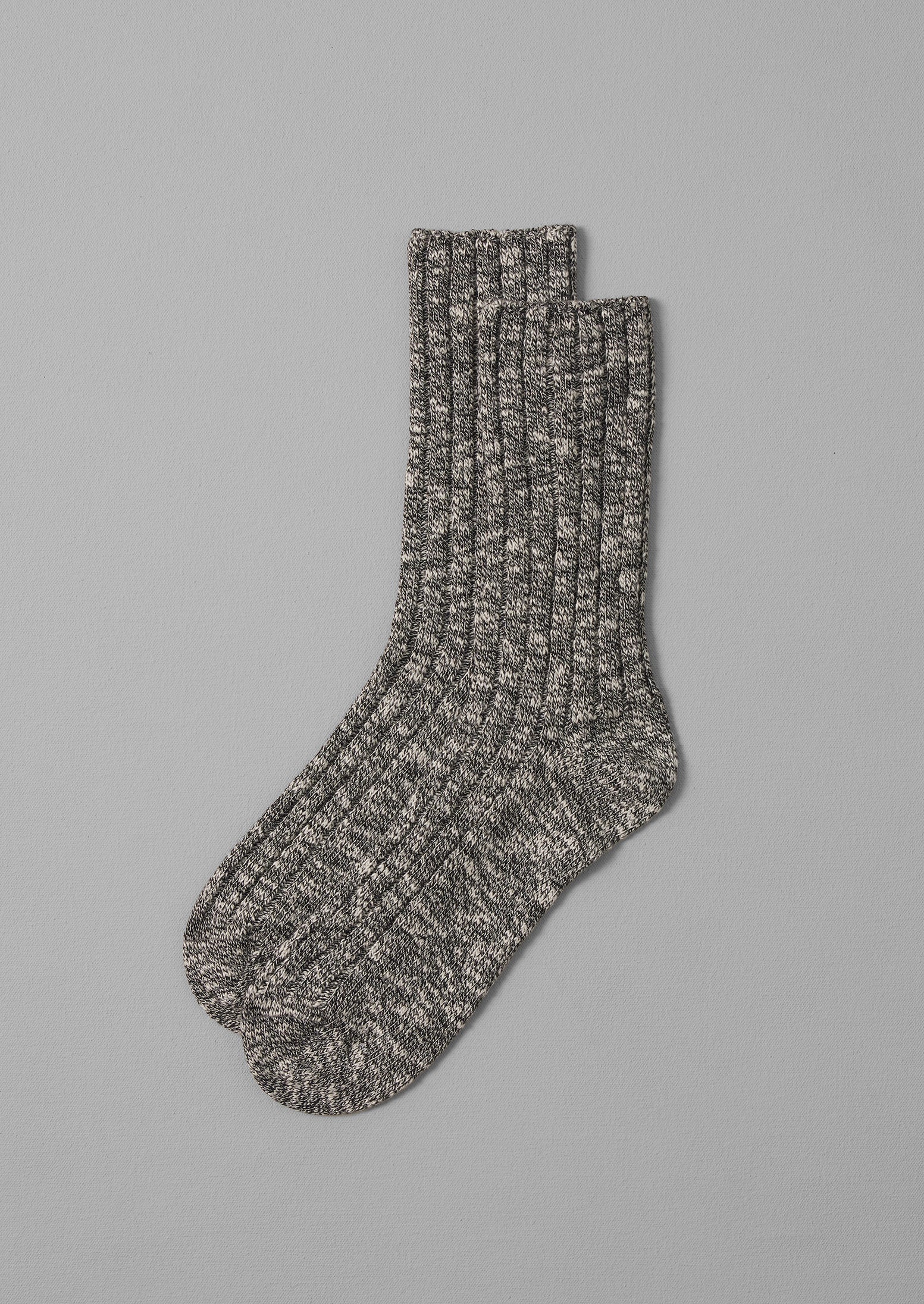 Rib Cotton Slub Socks | Granite
