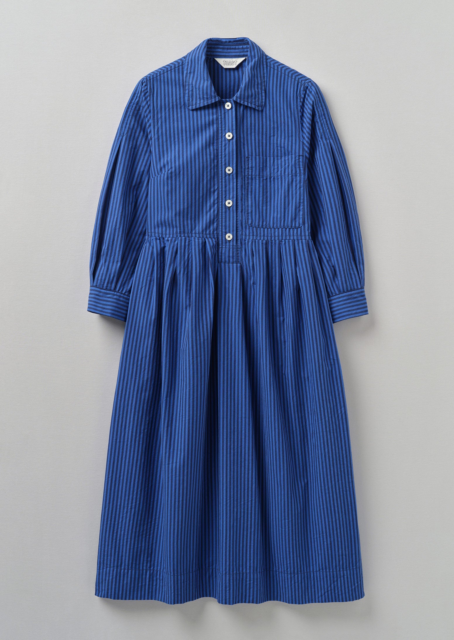 Fayre Stripe Organic Poplin Shirt Dress | Celtic Blue