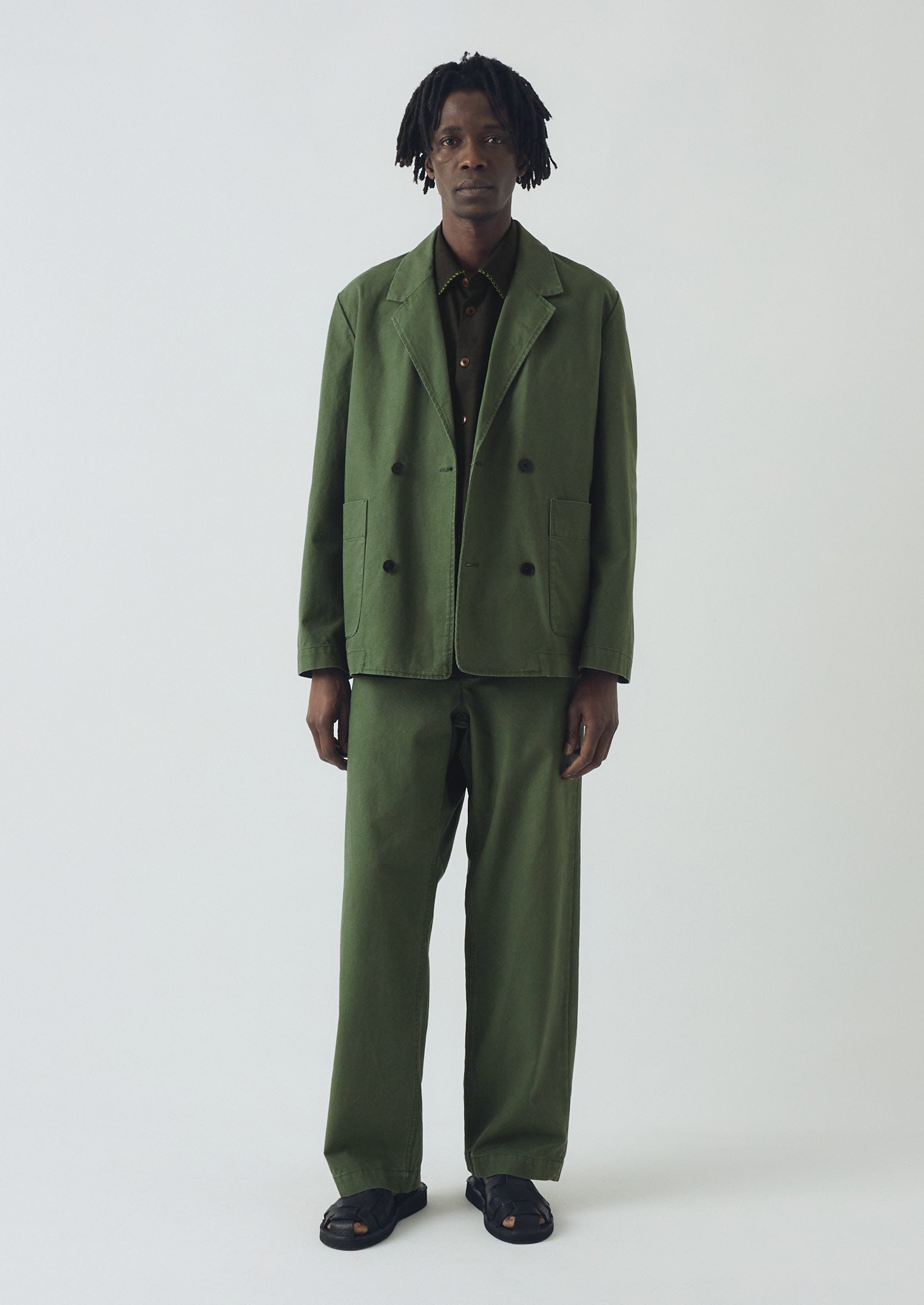 Cotton Canvas Breasted Jacket | Balsam Green 4 Cotton Canvas Breasted Jacket | Balsam Green