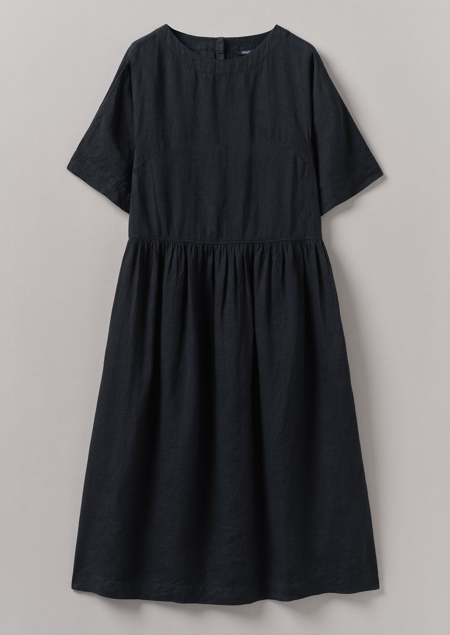 Lightweight Linen Gathered Waist Dress | Black Pepper