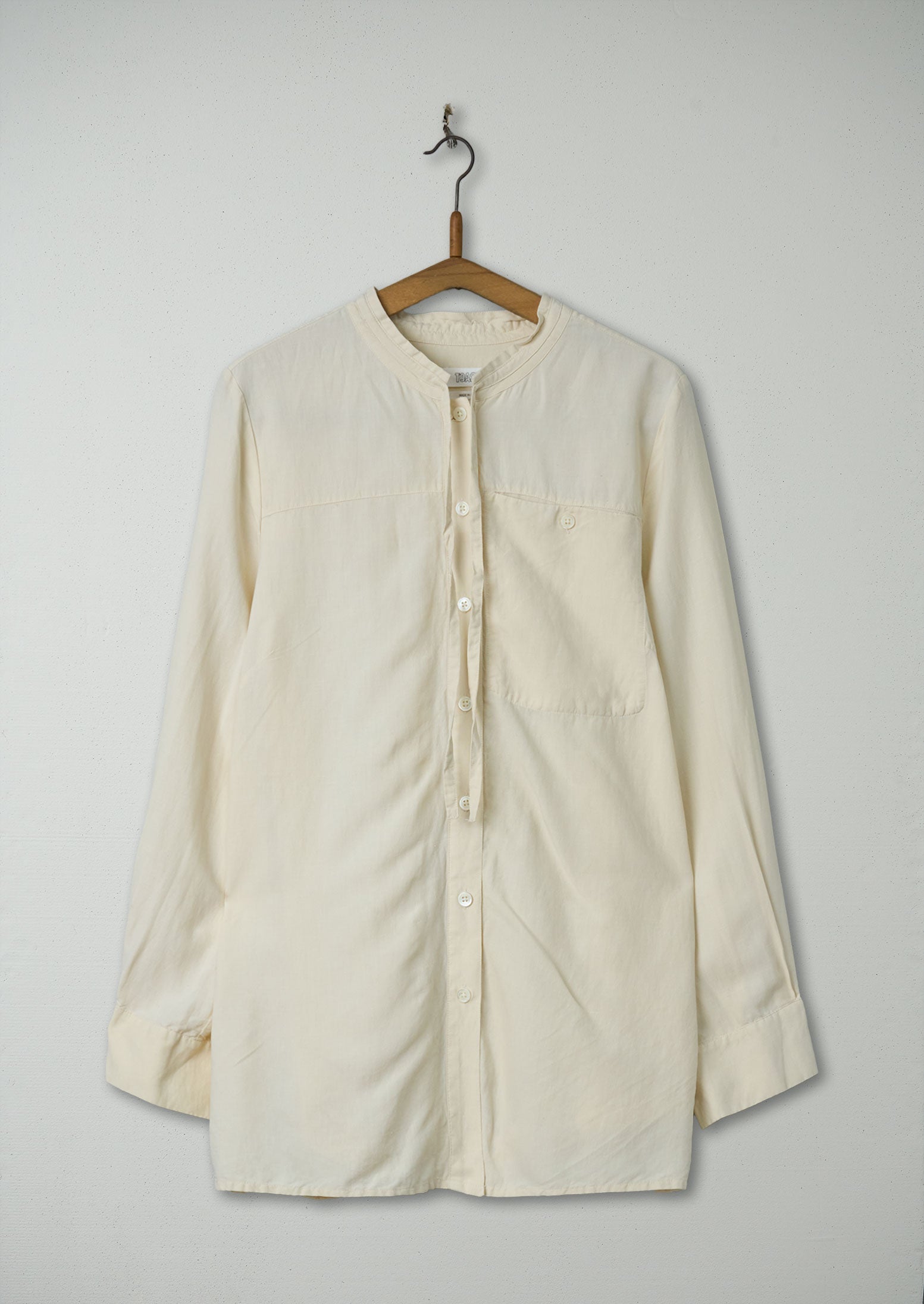 Reworn Tie Neck Silk Shirt Size 16 (285) | Ecru