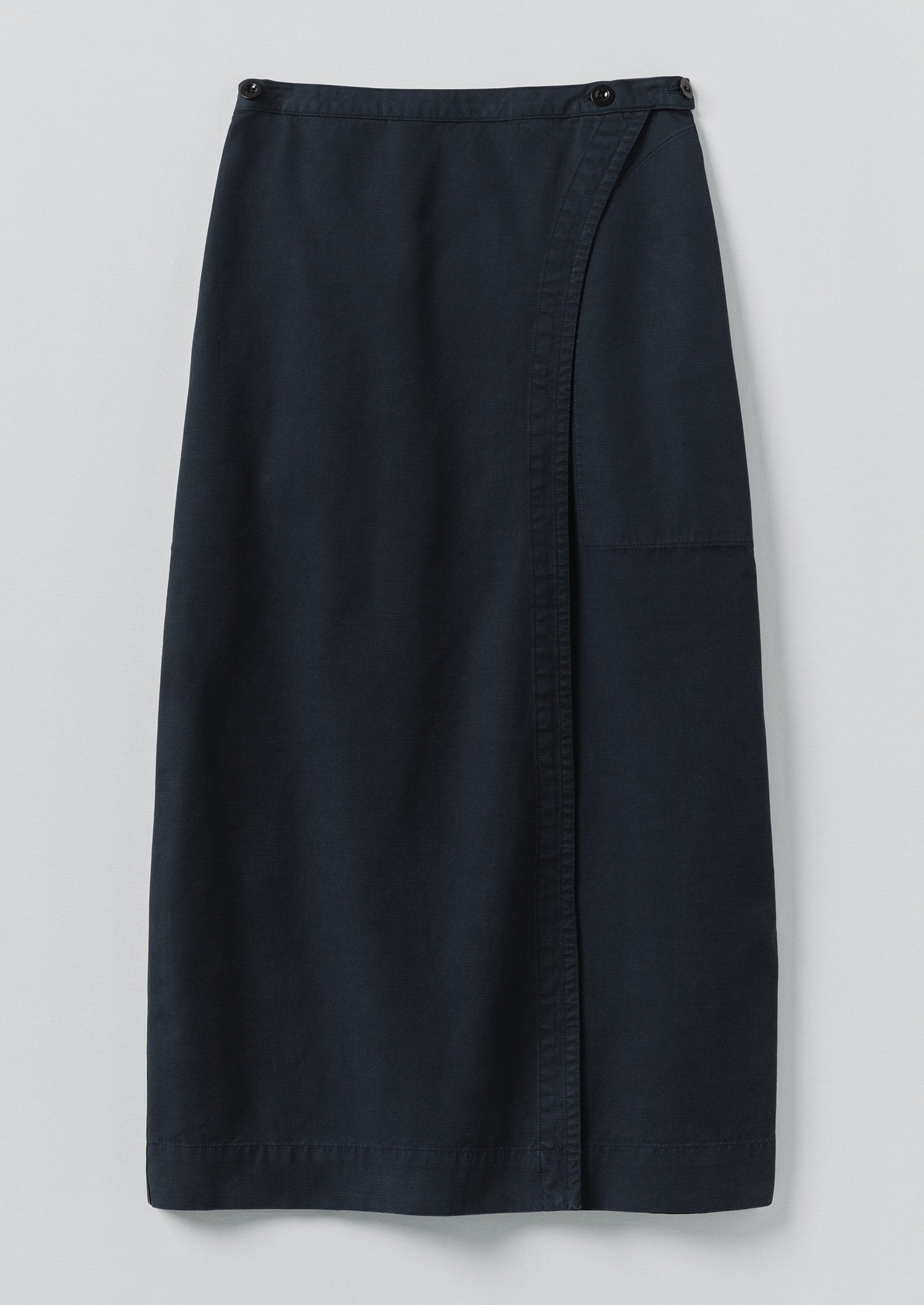 Cotton Wrap Straight Skirt | Slate Blue