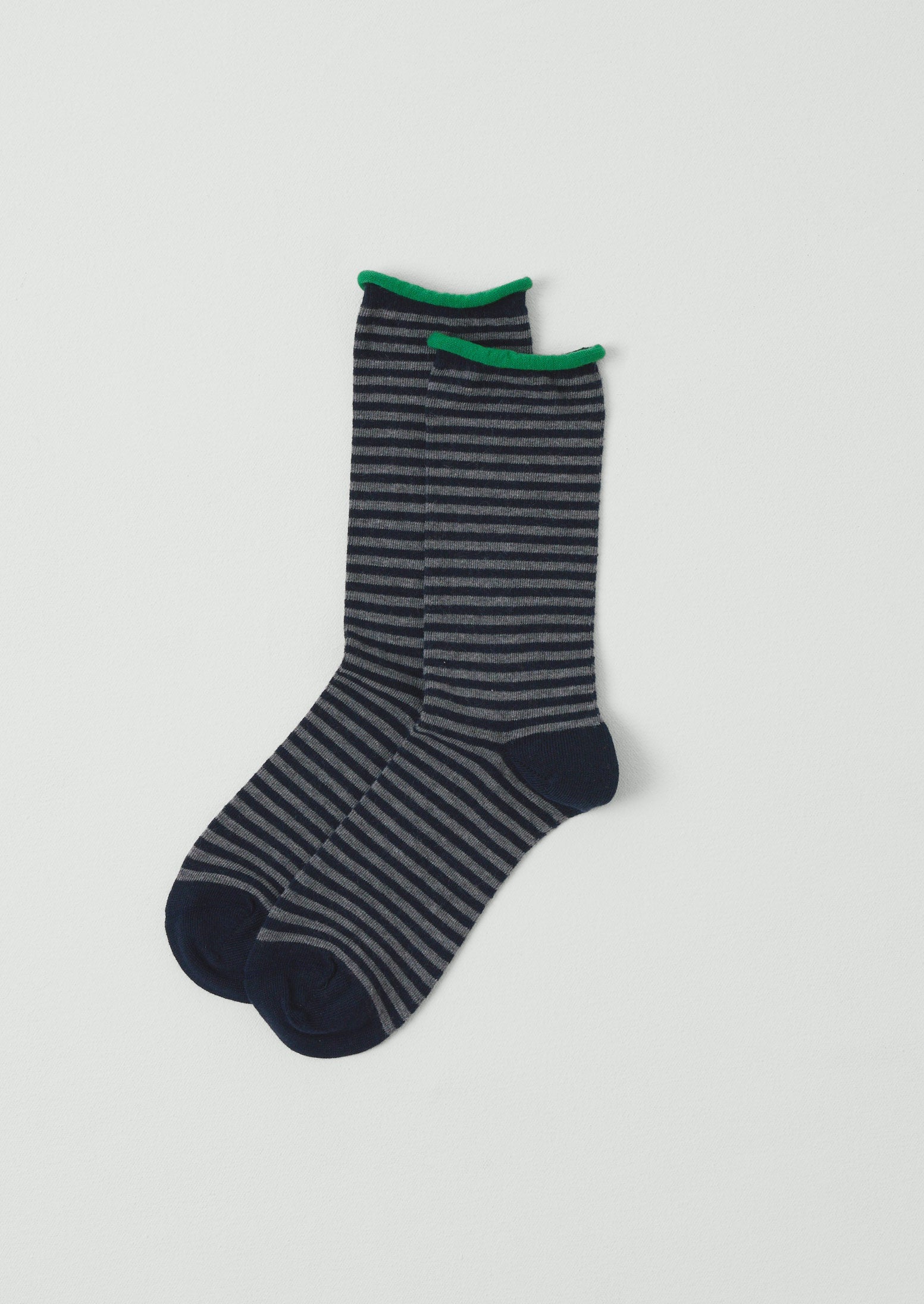 Stripe Cotton Cashmere Socks | Grey/Navy