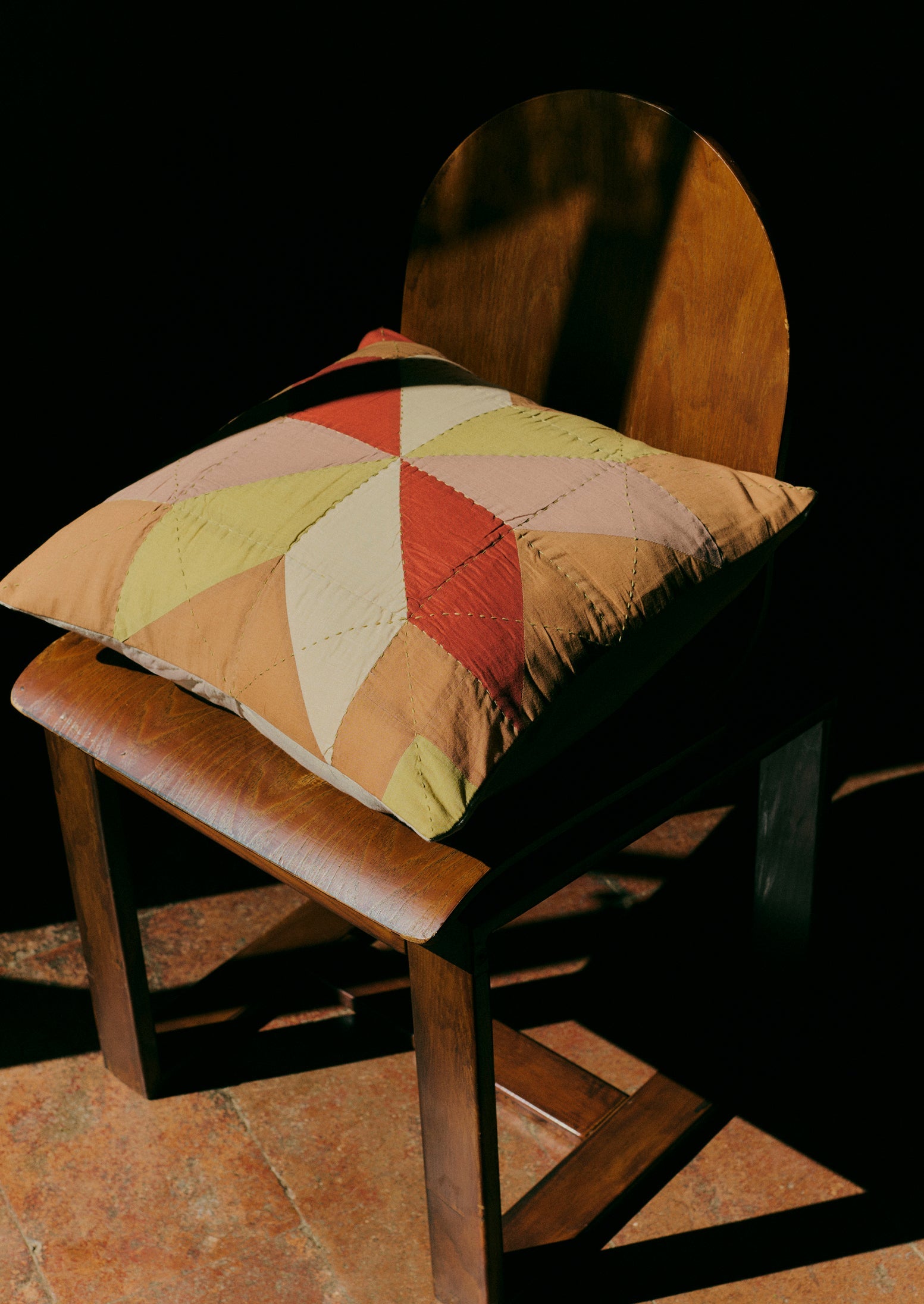 Tiled Star Patchwork Cushion Cover | Caramel/Gooseberry 3 Tiled Star Patchwork Cushion Cover | Caramel/Gooseberry