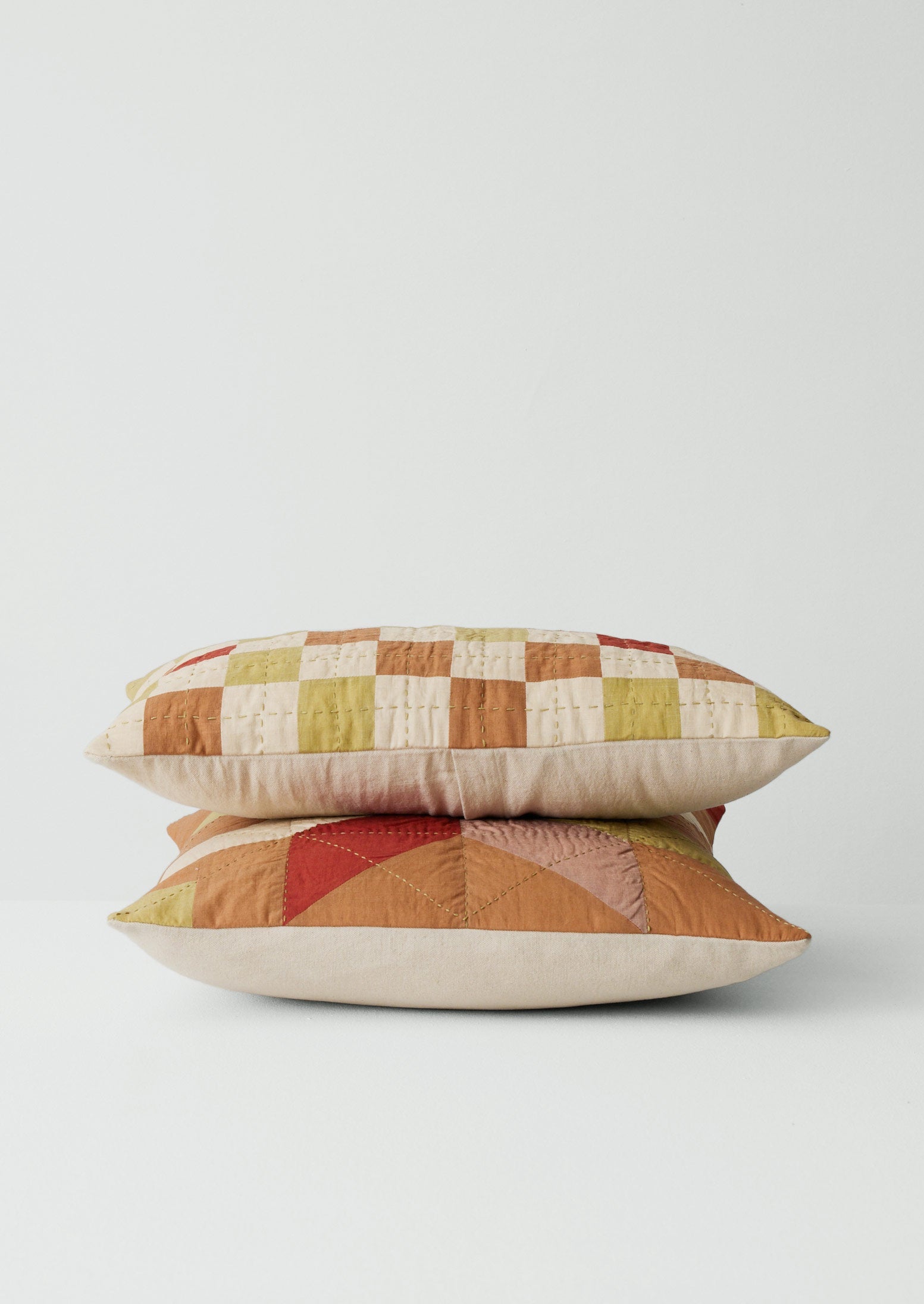 Tiled Star Patchwork Cushion Cover | Caramel/Gooseberry 4 Tiled Star Patchwork Cushion Cover | Caramel/Gooseberry
