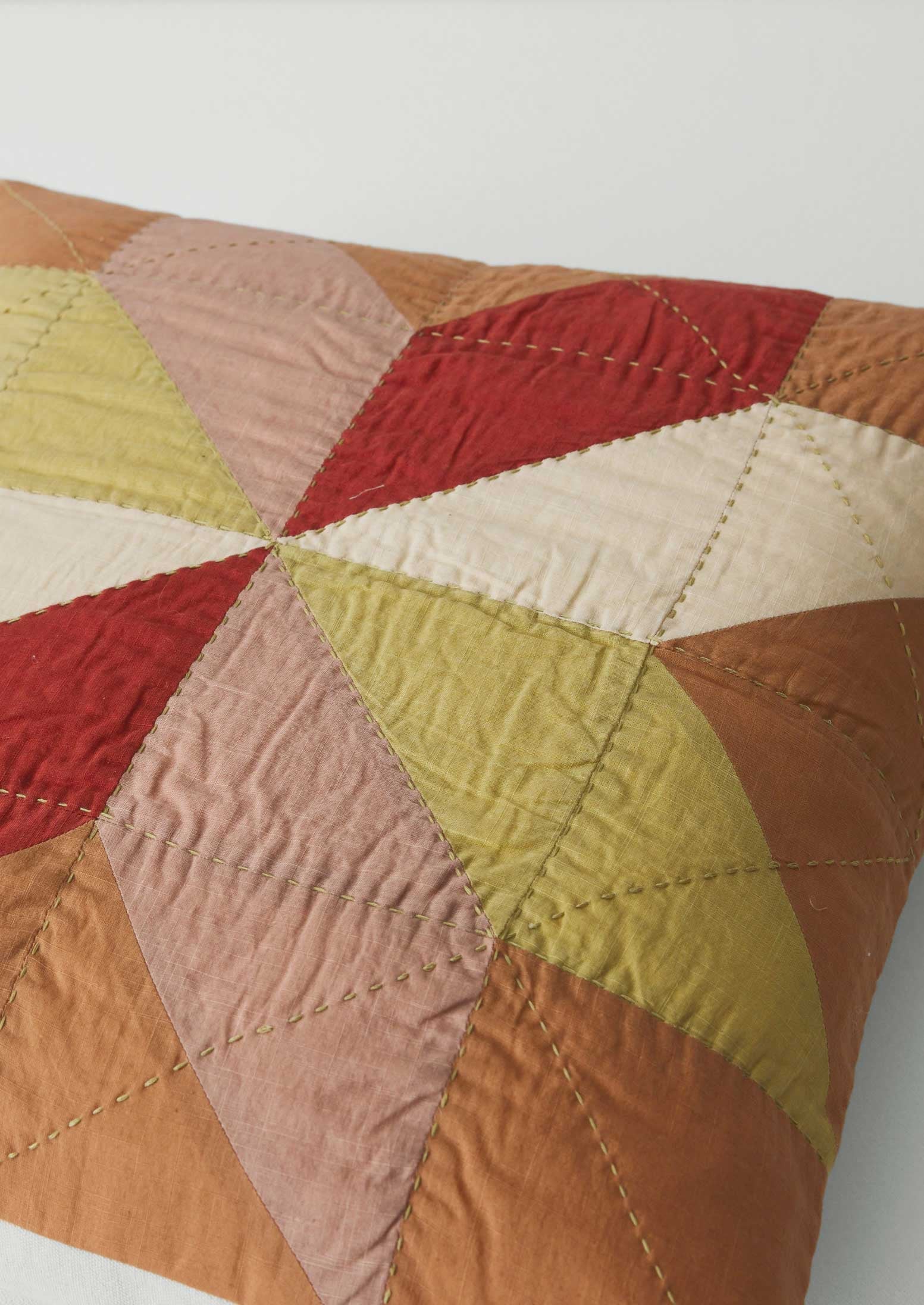 Tiled Star Patchwork Cushion Cover | Caramel/Gooseberry 5 Tiled Star Patchwork Cushion Cover | Caramel/Gooseberry